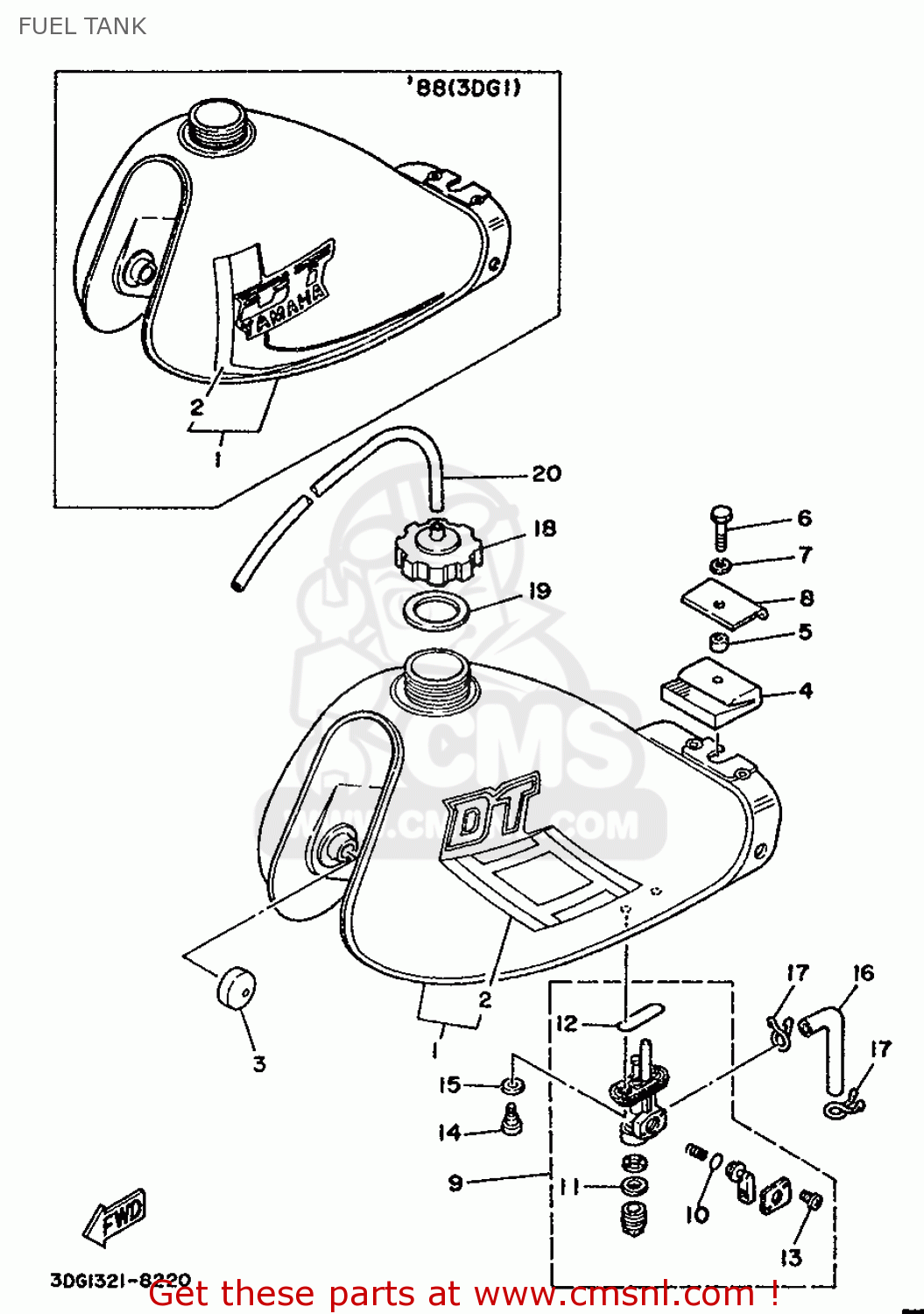 Yamaha DT50MX 1988 3DG1 NORWAY 283DG-321E1 FUEL TANK - buy original ...