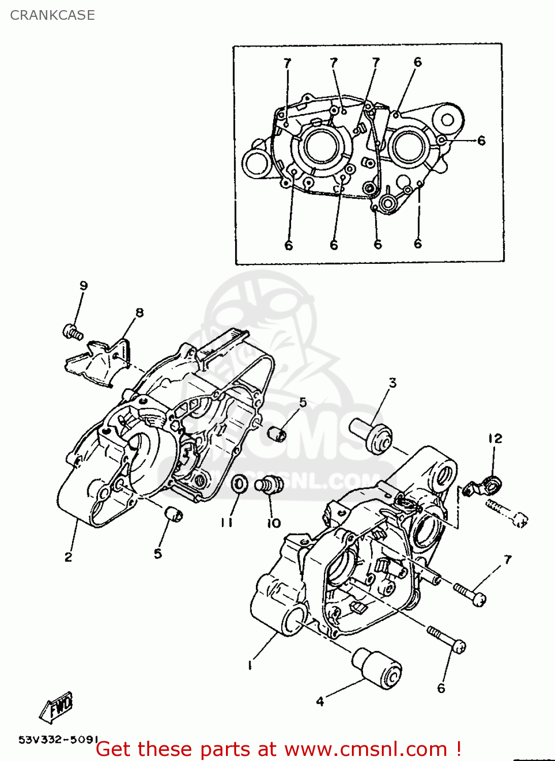 Yamaha DT80LC 1990 3WC1 GERMANY 203WC-332G2 CRANKCASE - buy original ...