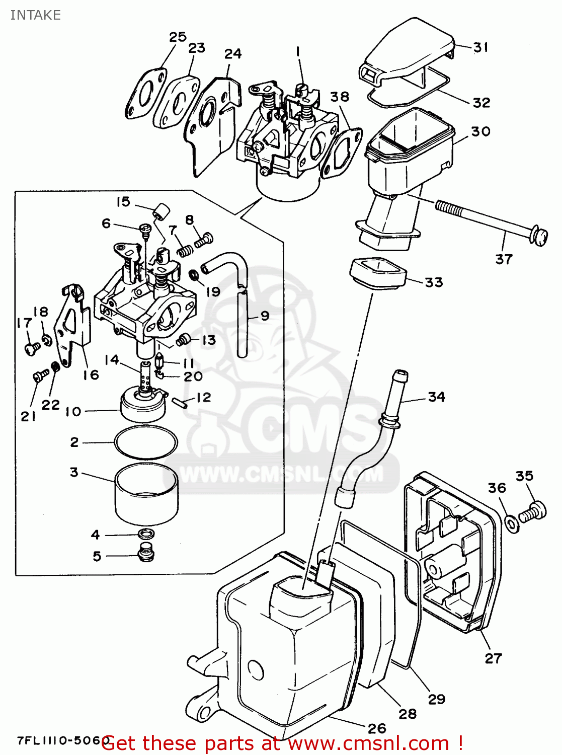 Yamaha EF1000 7FL1 GENERATOR INTAKE buy original INTAKE spares online