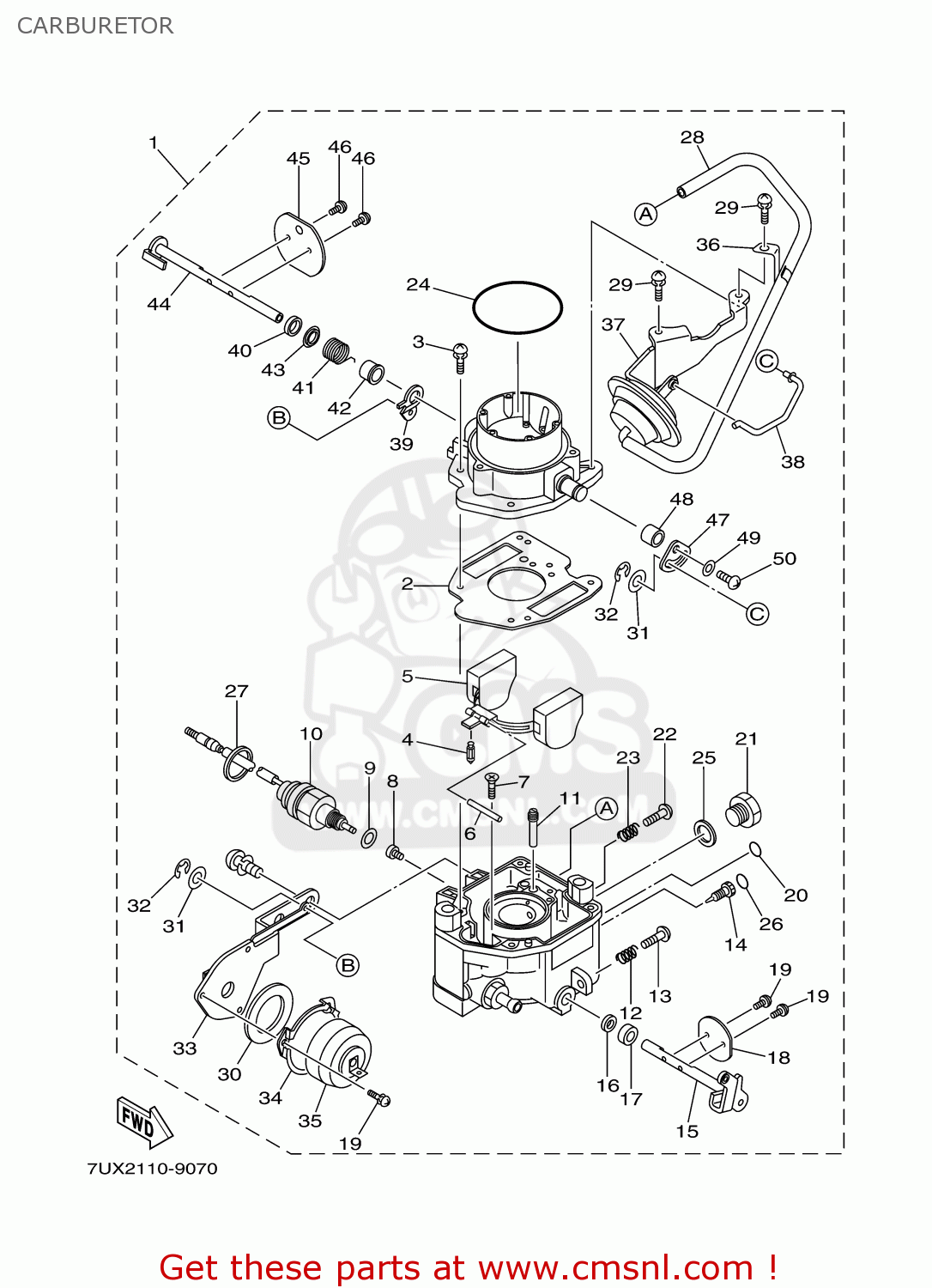Yamaha Ef12000de 7ux2 Generator 1999 Carburetor schematic partsfiche