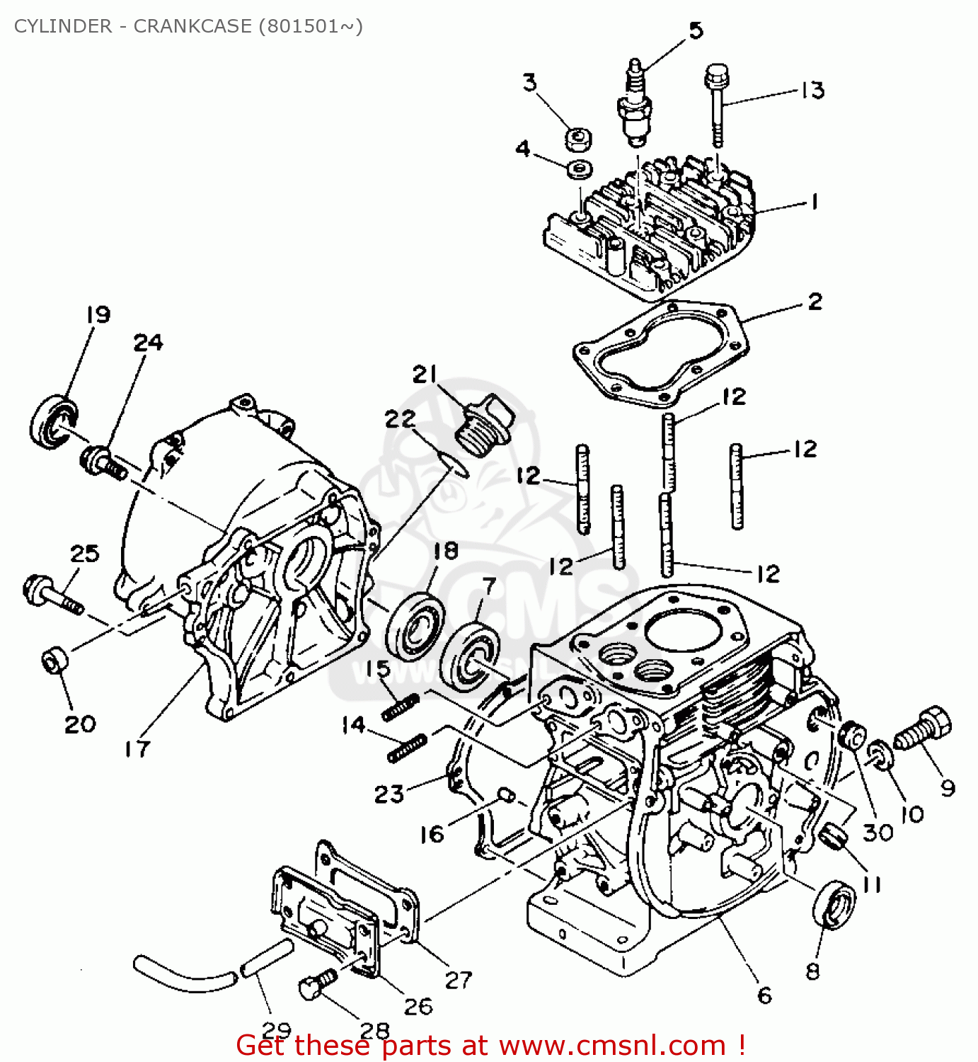 Yamaha EF1400 GENERATOR CYLINDER - CRANKCASE (801501~) - buy original ...