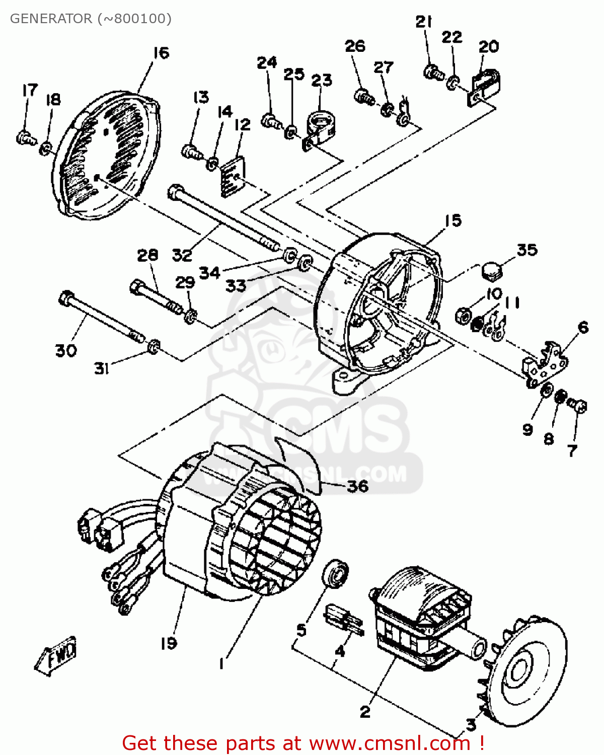 Yamaha Ef2800 Generator 1983 Generator (800100) schematic partsfiche