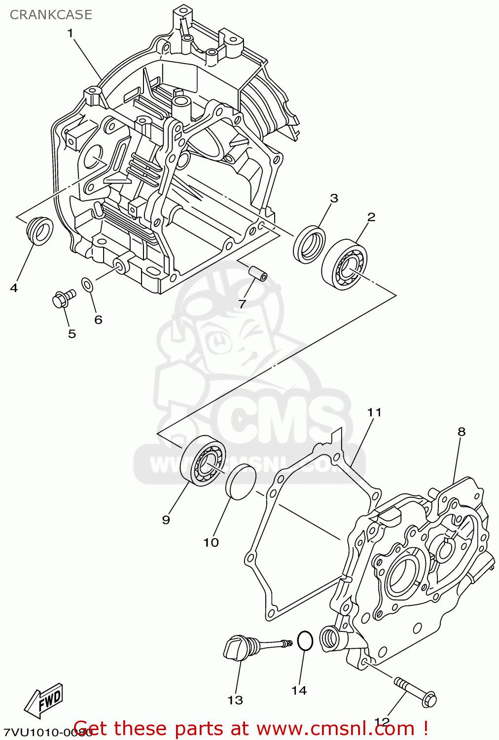 Yamaha EF2800I 7VU2 GENERATOR 2000 CRANKCASE - buy original CRANKCASE ...