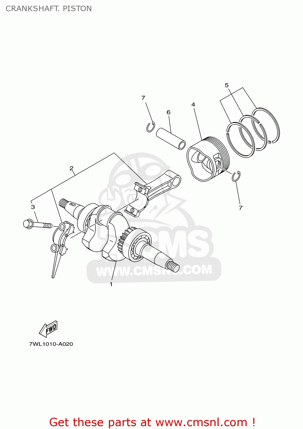 Yamaha EF3000ISE 7WL2 EF3000ISEB 7WL2 GENERATOR 2002 CRANKSHAFT. PISTON