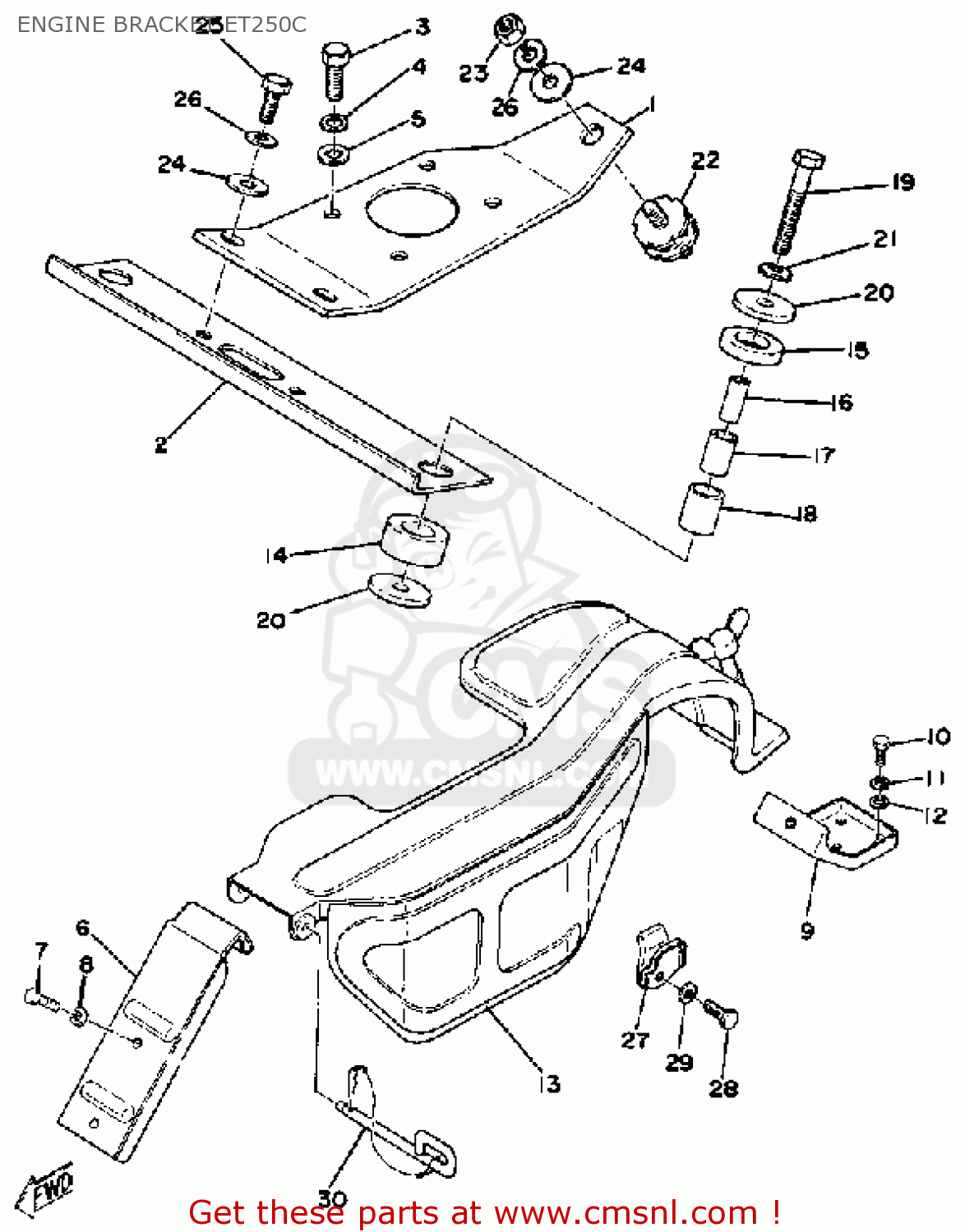 Yamaha ET250C 1979-1981 ENGINE BRACKET ET250C - buy original ENGINE ...