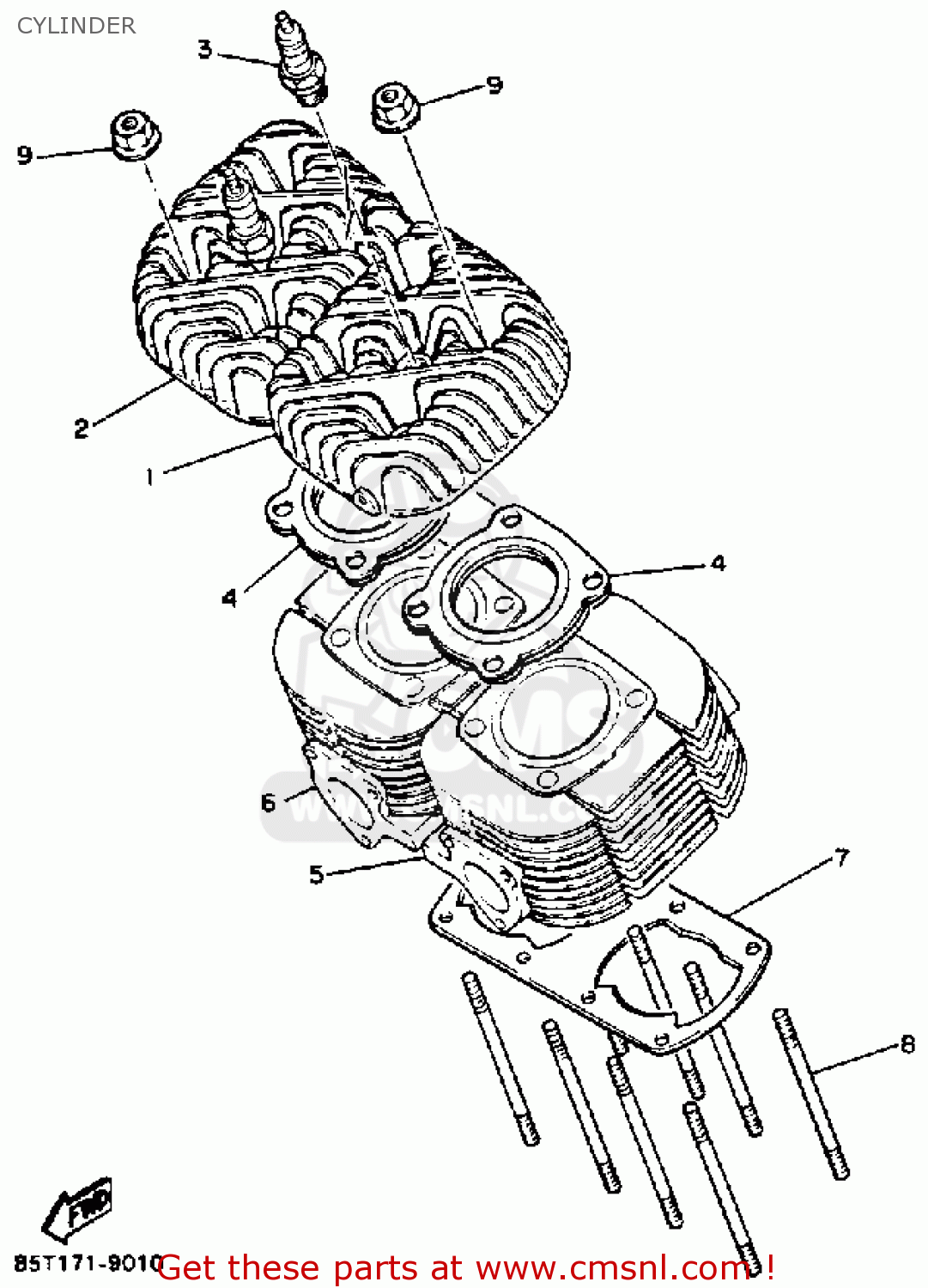 Yamaha ET400TRN ENTICER 1989 CYLINDER - buy original CYLINDER spares online