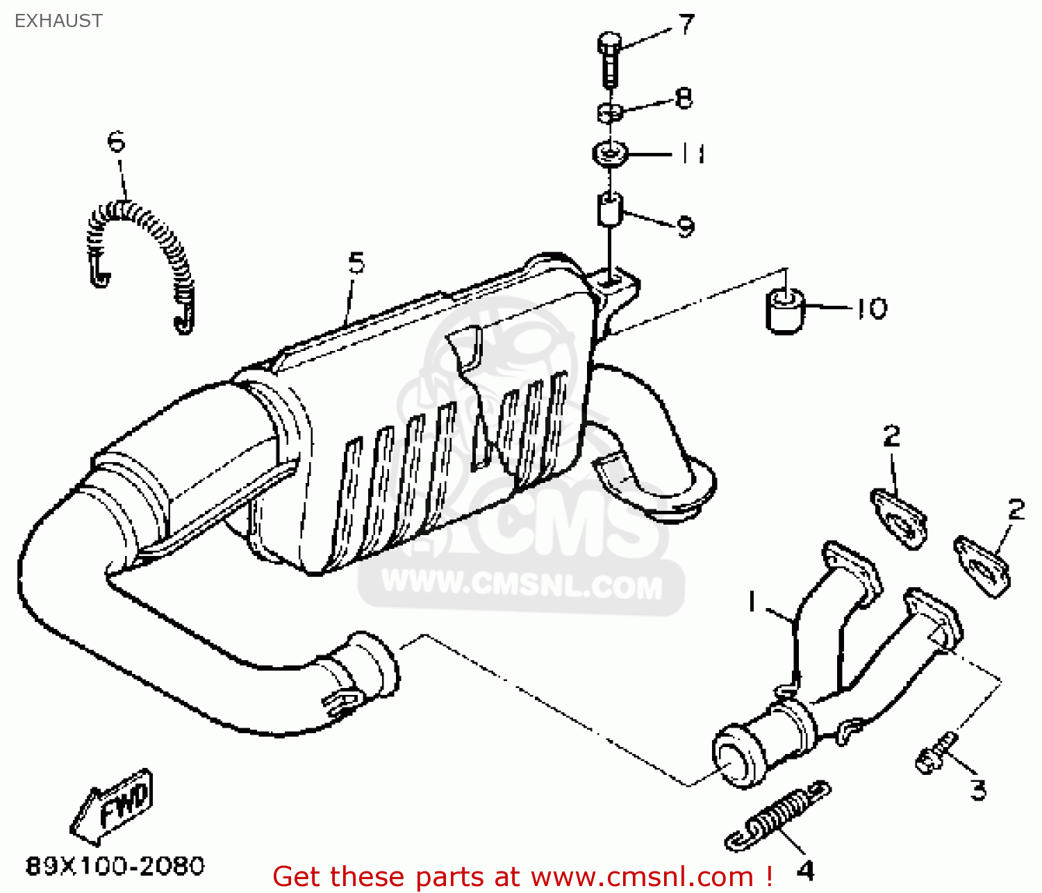 Yamaha ET410TRS ENTICER 1992 EXHAUST - buy original EXHAUST spares online