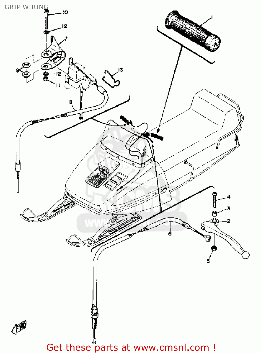 Yamaha EW643B SNOWMOBILE 1973 GRIP WIRING buy original GRIP WIRING