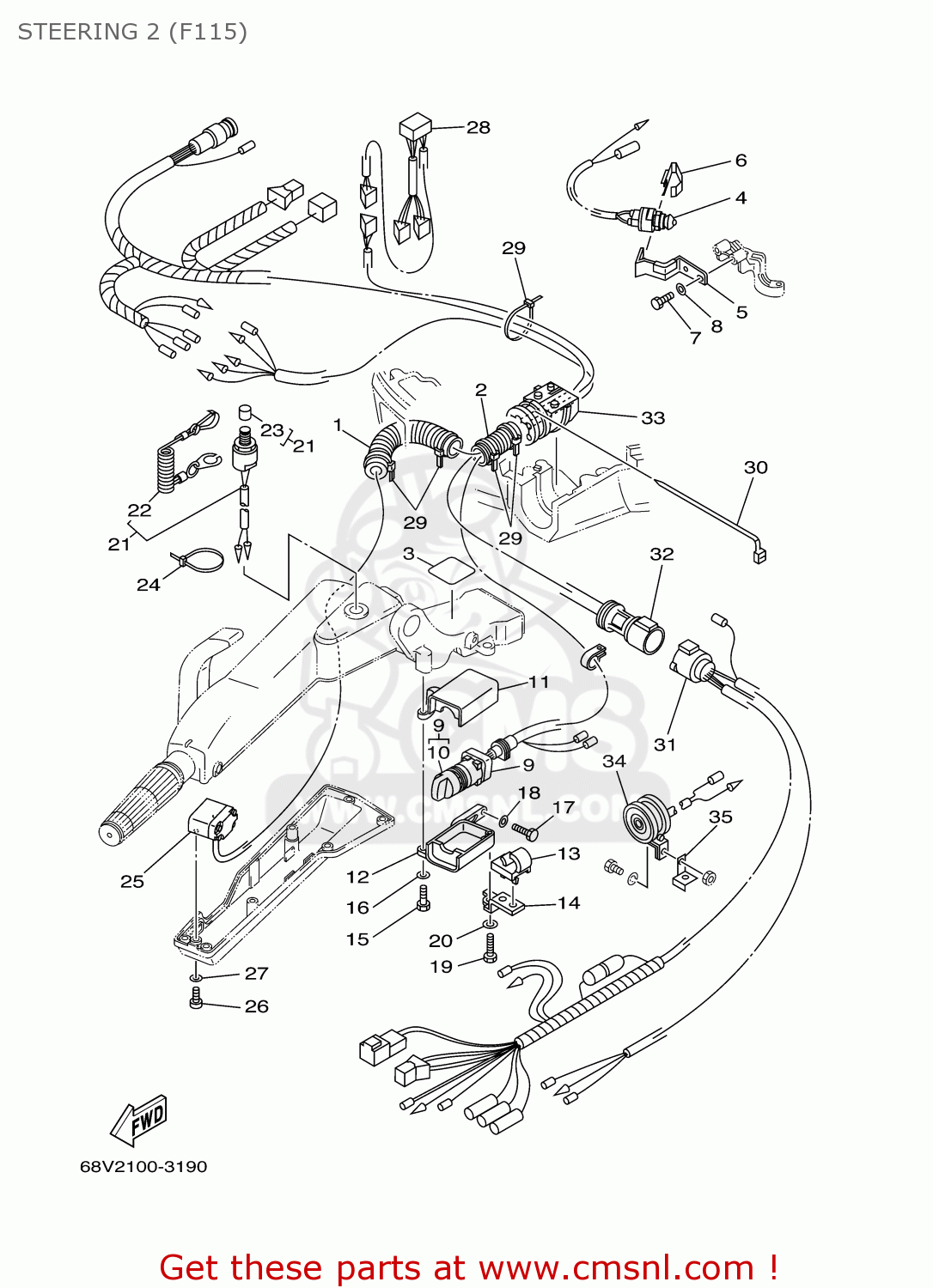 Yamaha F115TLRB/TXRB/TJRB/LF115TXRB 2003 STEERING 2 (F115 ...