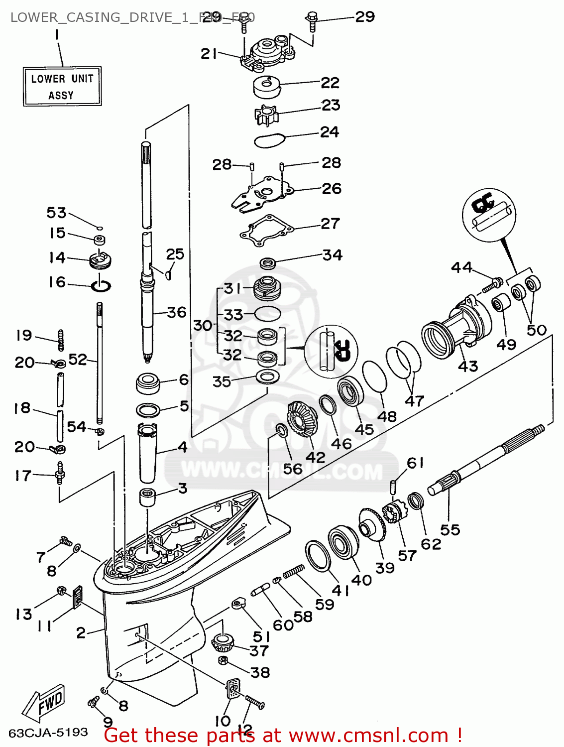 Yamaha F40/F50/T50TRX 1999 LOWER_CASING_DRIVE_1_F40_F50 ... yamaha moped wiring diagram 