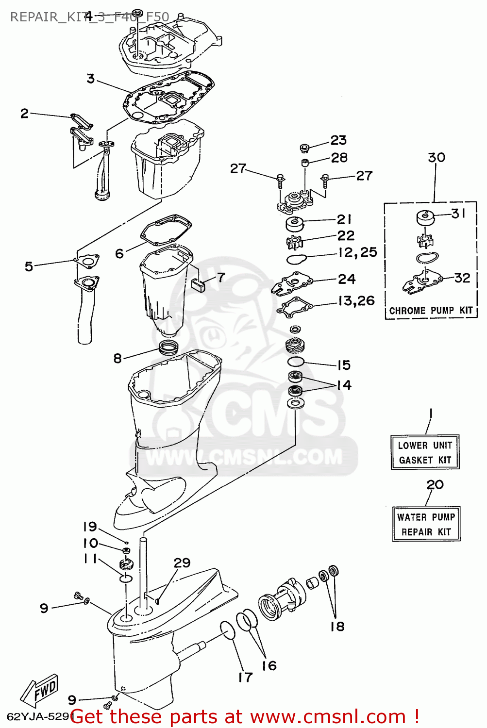 Yamaha F40/F50/T50TRX 1999 REPAIR_KIT_3_F40_F50 - buy ... steering schematic 