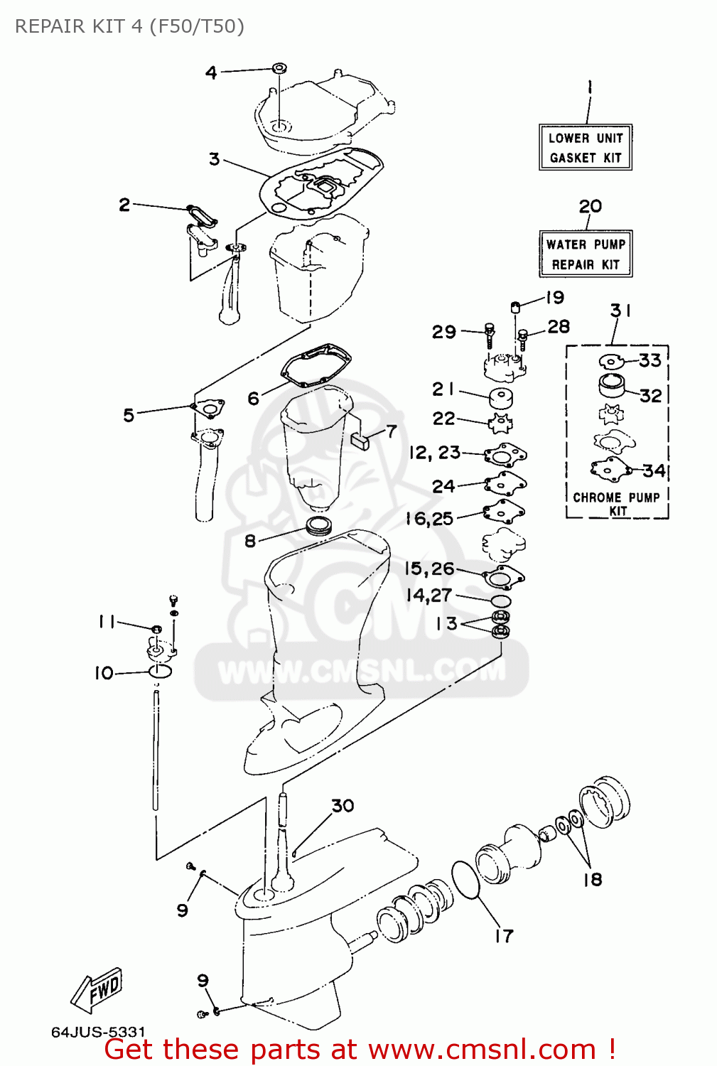 Yamaha F50/T50TRV 1997 REPAIR KIT 4 (F50/T50) buy original REPAIR KIT