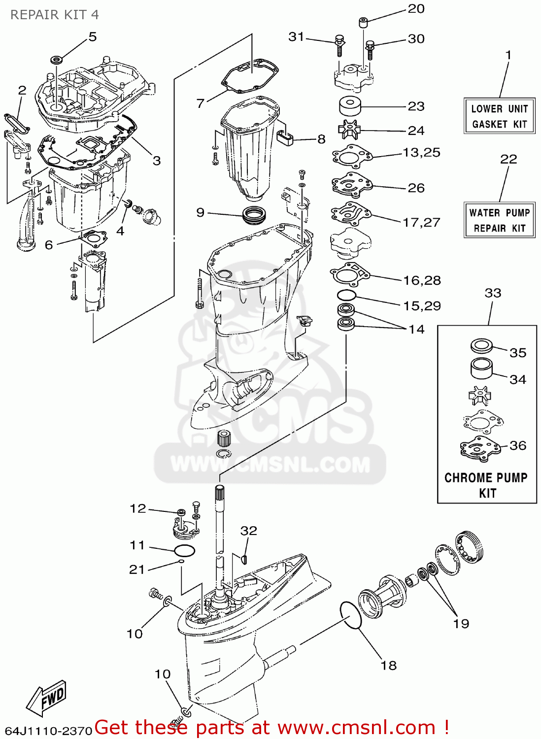 Yamaha F50TLRA/T50TLRA 2002 REPAIR KIT 4 - buy original REPAIR KIT 4 ...