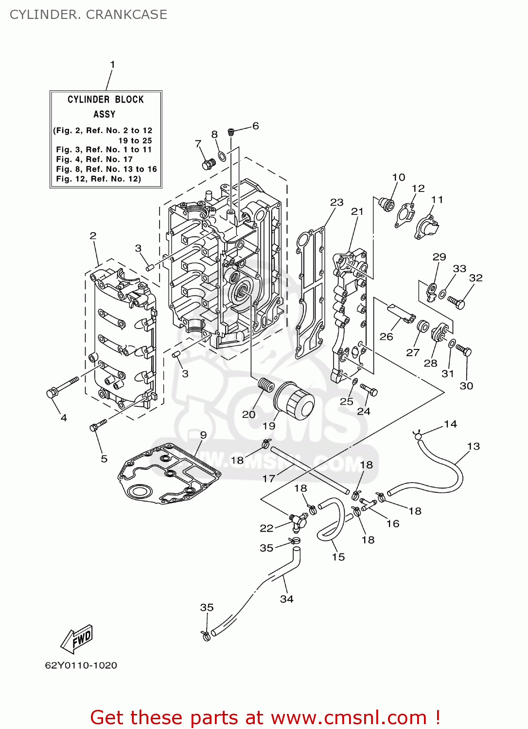 Yamaha F50TLRZ/T50TLRZ 2001 CYLINDER. CRANKCASE buy original CYLINDER