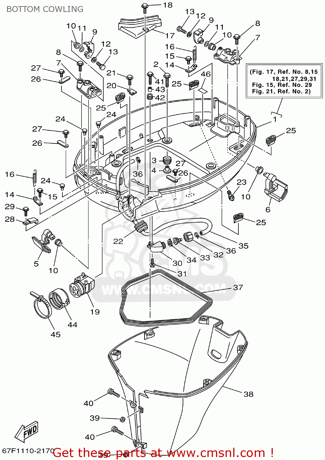 Yamaha F80/100TLRA/F100TXRA 2002 BOTTOM COWLING buy original BOTTOM