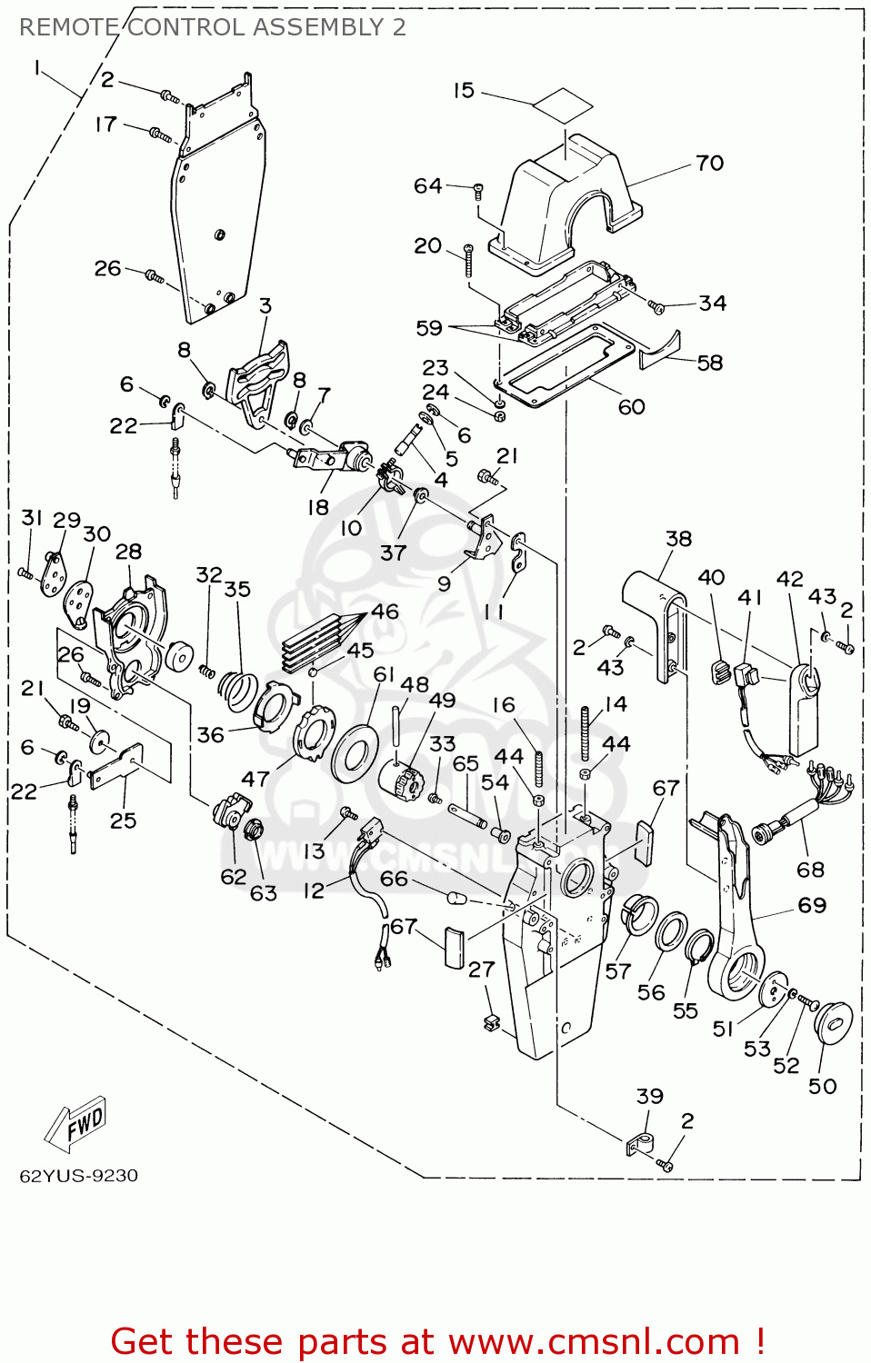 Yamaha F80/100TRX 1999 REMOTE CONTROL ASSEMBLY 2 buy original REMOTE