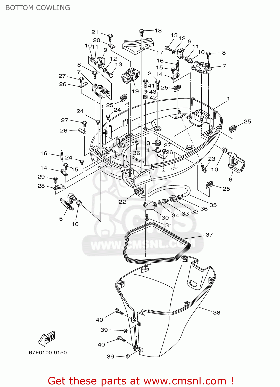 Yamaha F80/F100TLRY 2000 BOTTOM COWLING buy original BOTTOM COWLING