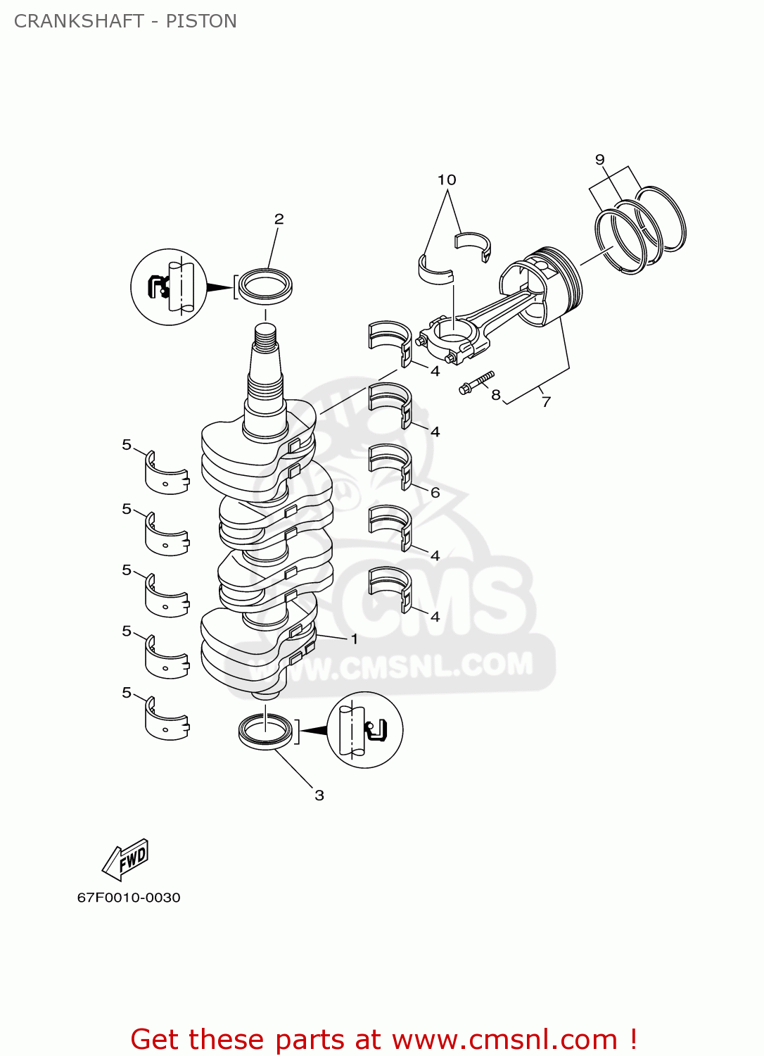 Yamaha F80/F100TLRY 2000 CRANKSHAFT PISTON buy original CRANKSHAFT