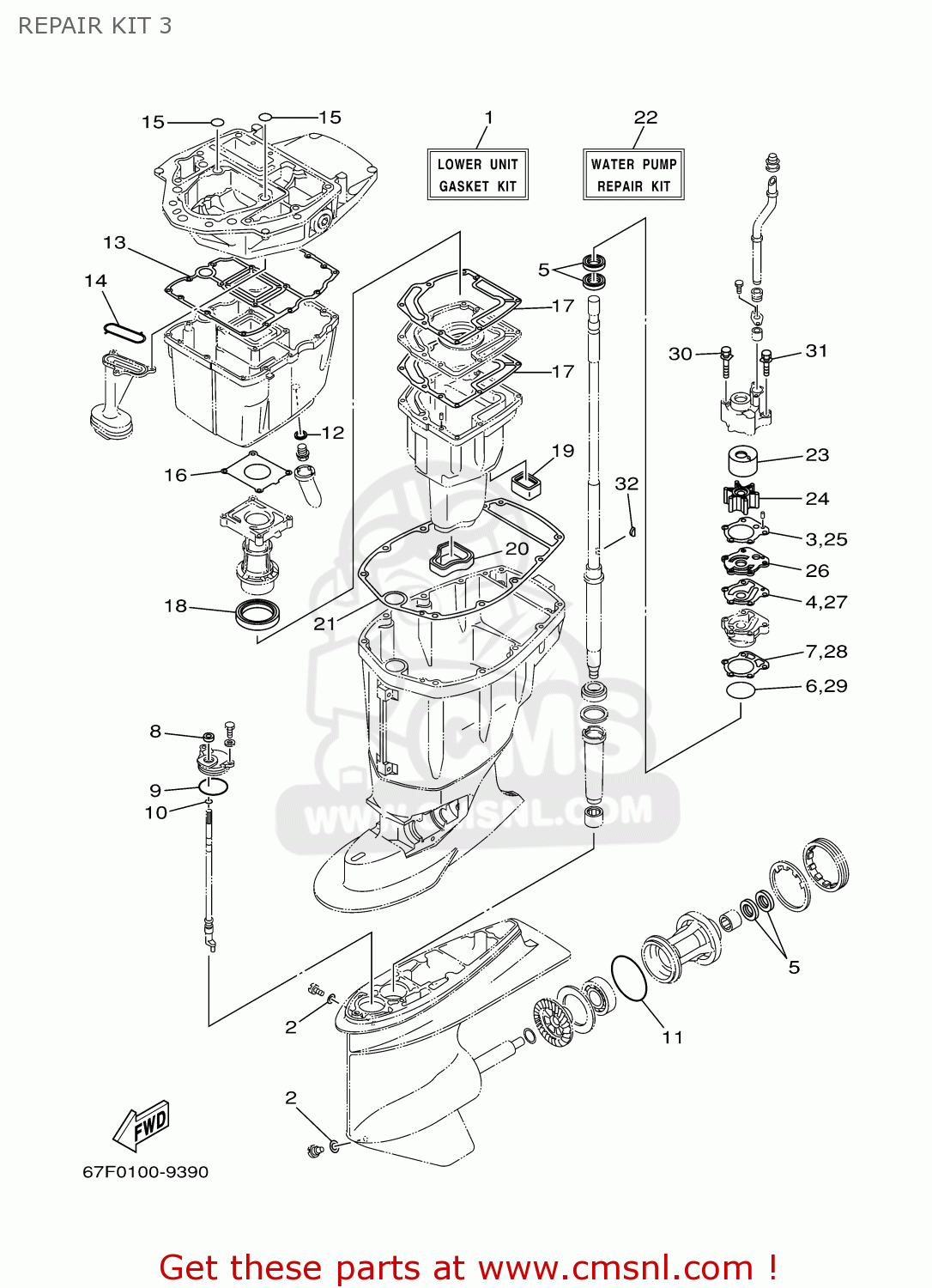 Yamaha F80/f100tlry 2000 Repair Kit 3 schematic partsfiche
