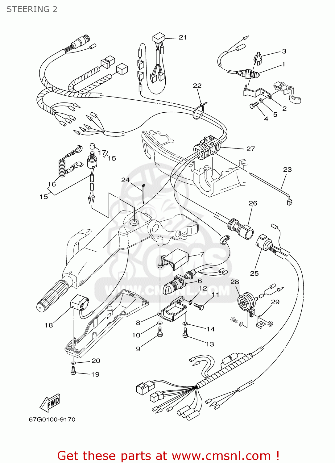 Yamaha F80/F100TLRY 2000 STEERING 2 buy original STEERING 2 spares online