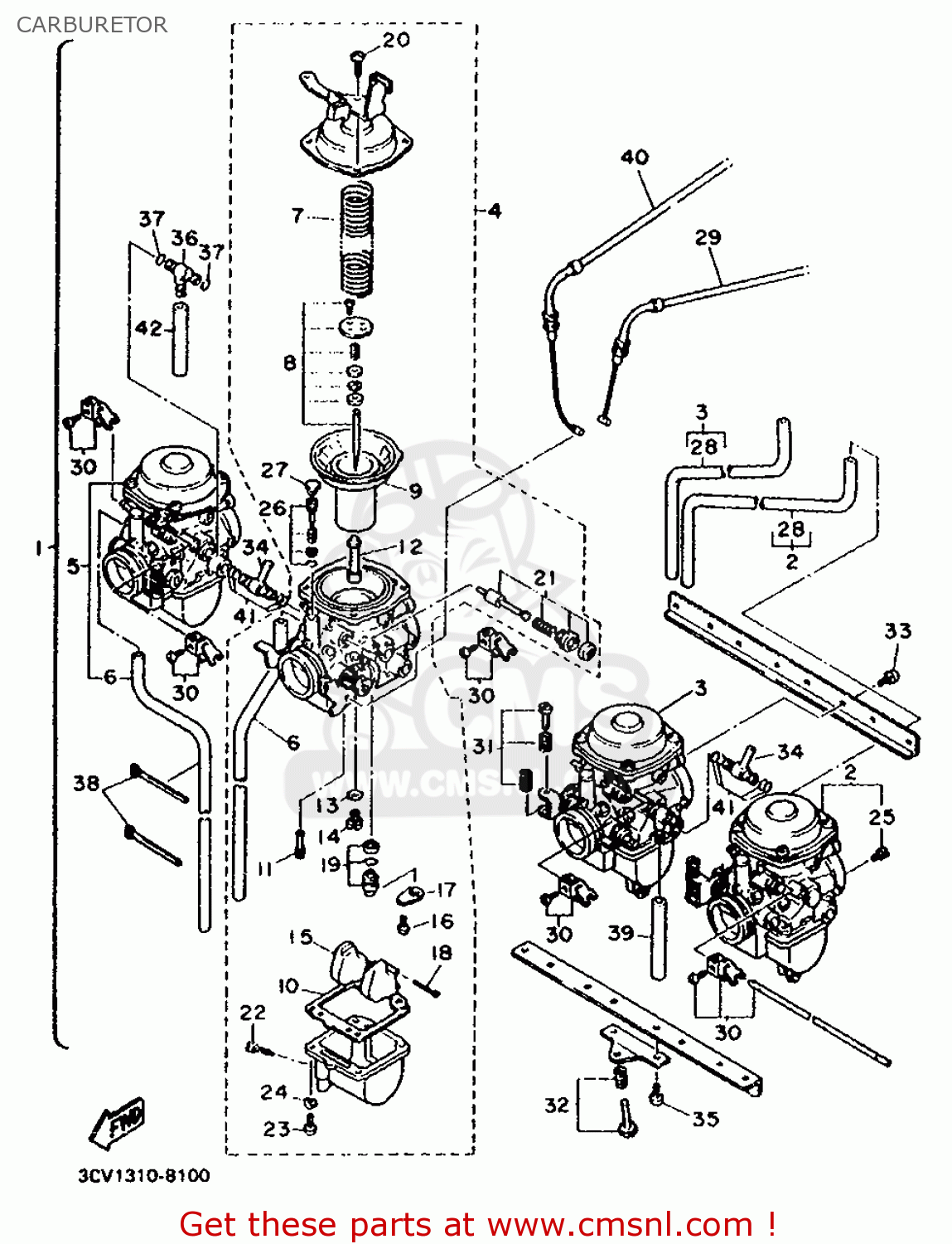 Yamaha FJ1200 1988 3CV1 ENGLAND 283CV-310E1 CARBURETOR - buy original ...