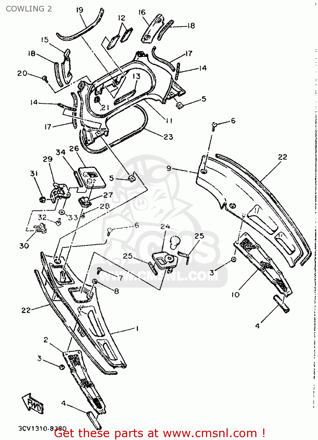 Yamaha FJ1200 1990 3CW2 GERMANY 203CW-332G1 COWLING 2 - buy original ...