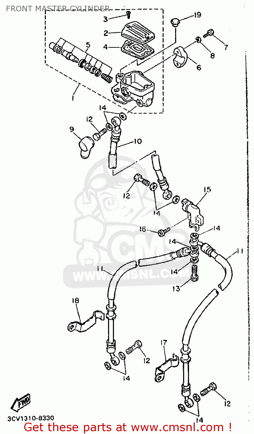 Yamaha FJ1200 1990 3CW2 GERMANY 203CW-332G1 FRONT MASTER CYLINDER - buy ...