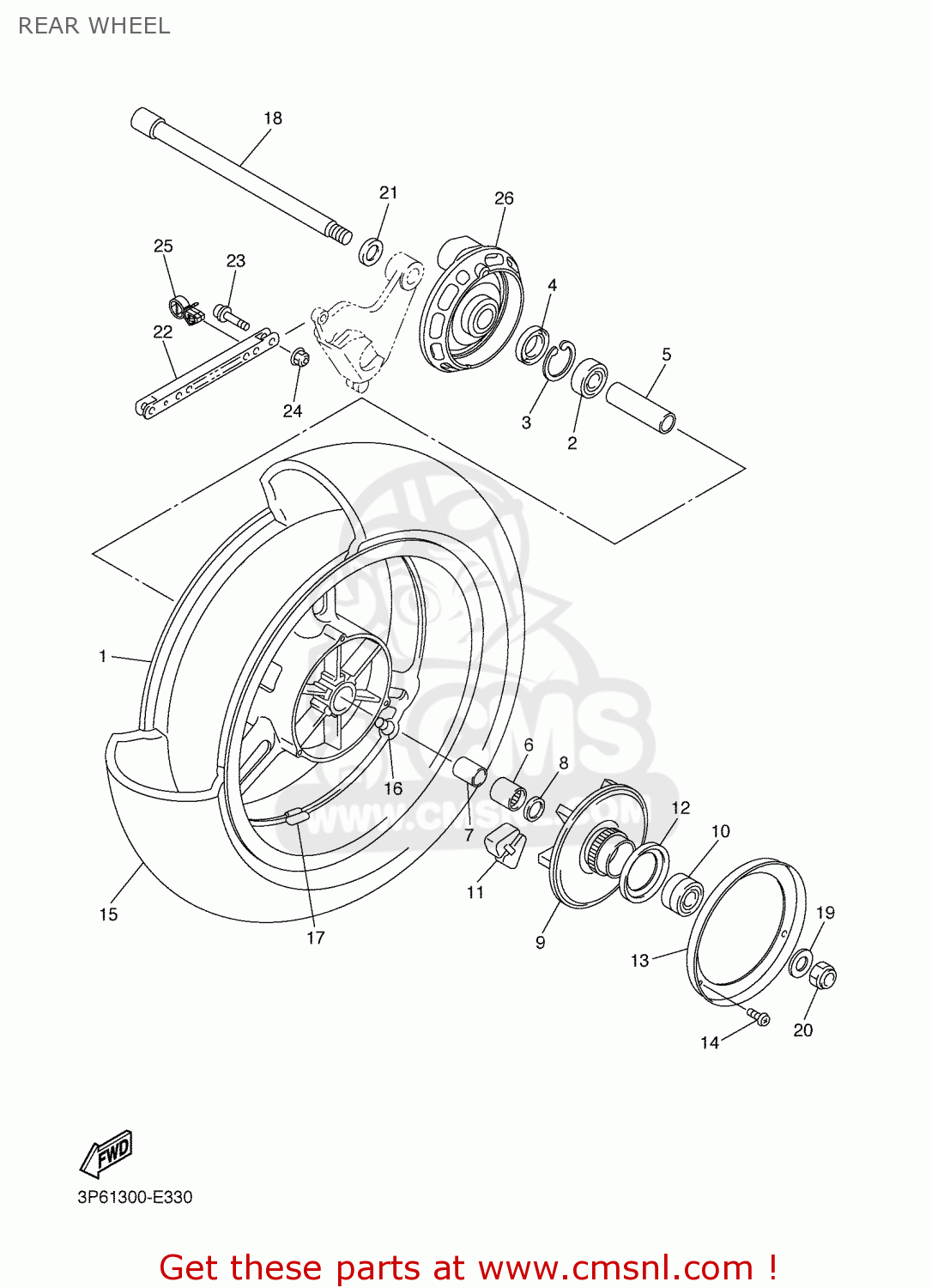 Yamaha FJR1300AS 2007 2D27 FINLAND 1F2D2-300E1 REAR WHEEL - buy ...