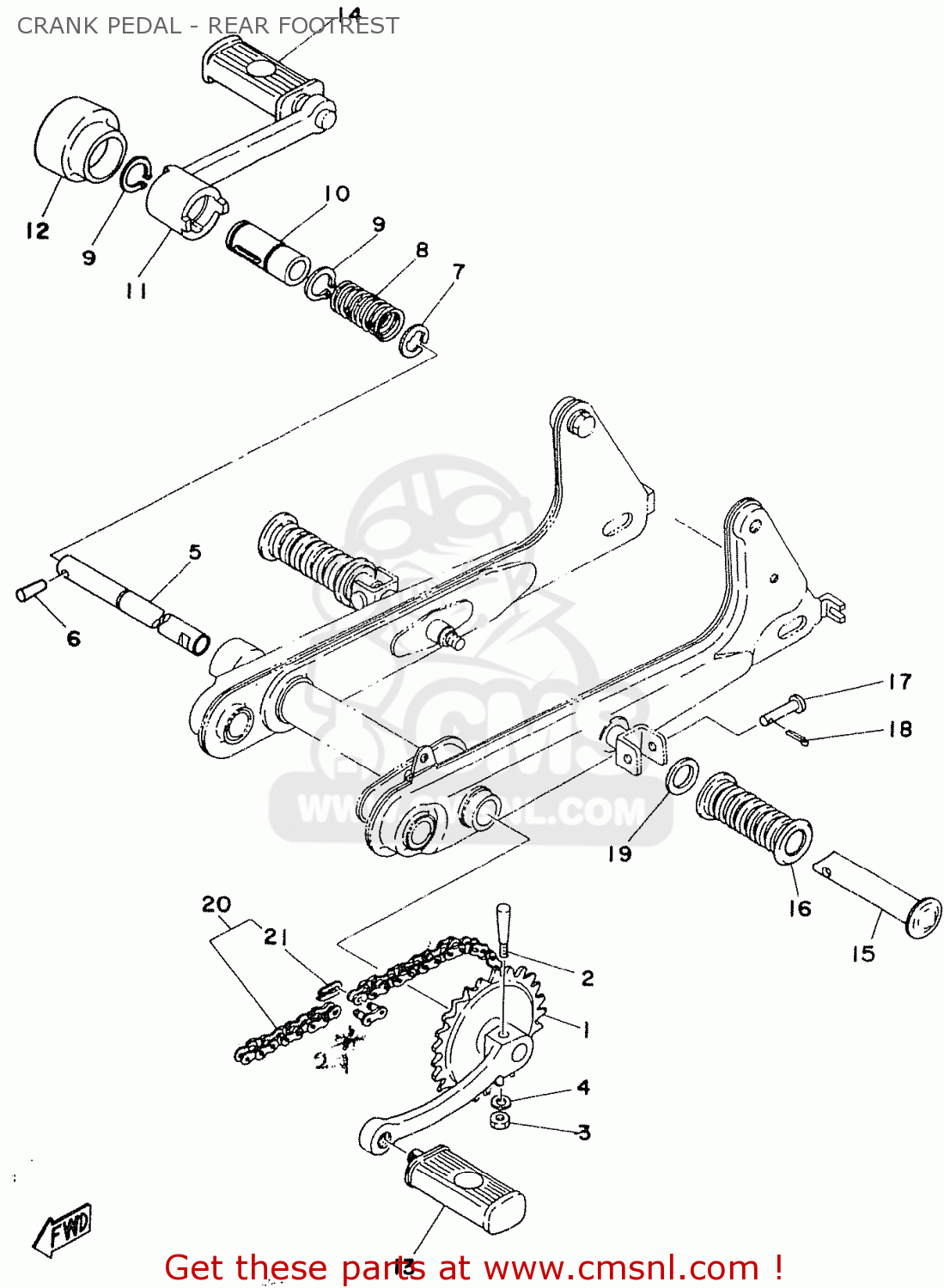 Yamaha FS1 1977 ENGLAND TYPE 394 HOLLAND TYPE 1J5 CRANK PEDAL - REAR ...