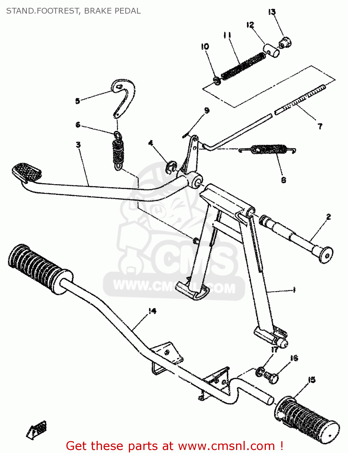 Yamaha FS1 1978 2G1 EUROPE 272G0-300E1 STAND.FOOTREST, BRAKE PEDAL ...