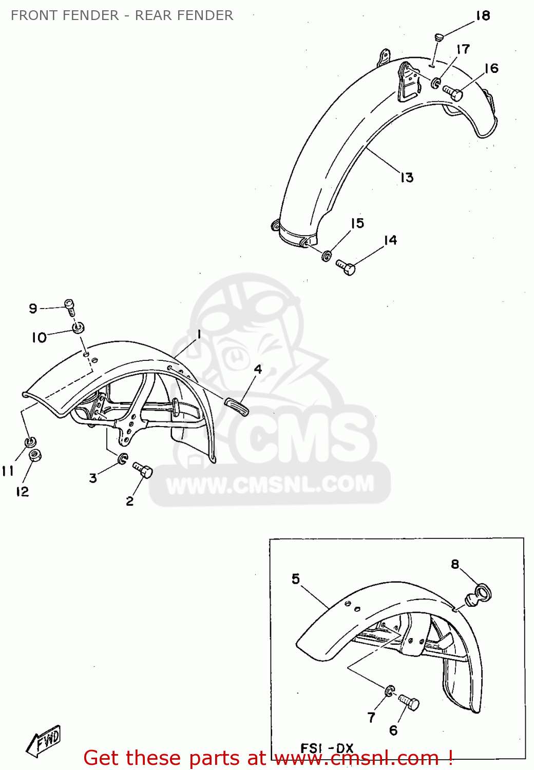 Yamaha FS1 1979 HOLLAND TYPE 3E9 FRONT FENDER - REAR FENDER - buy ...