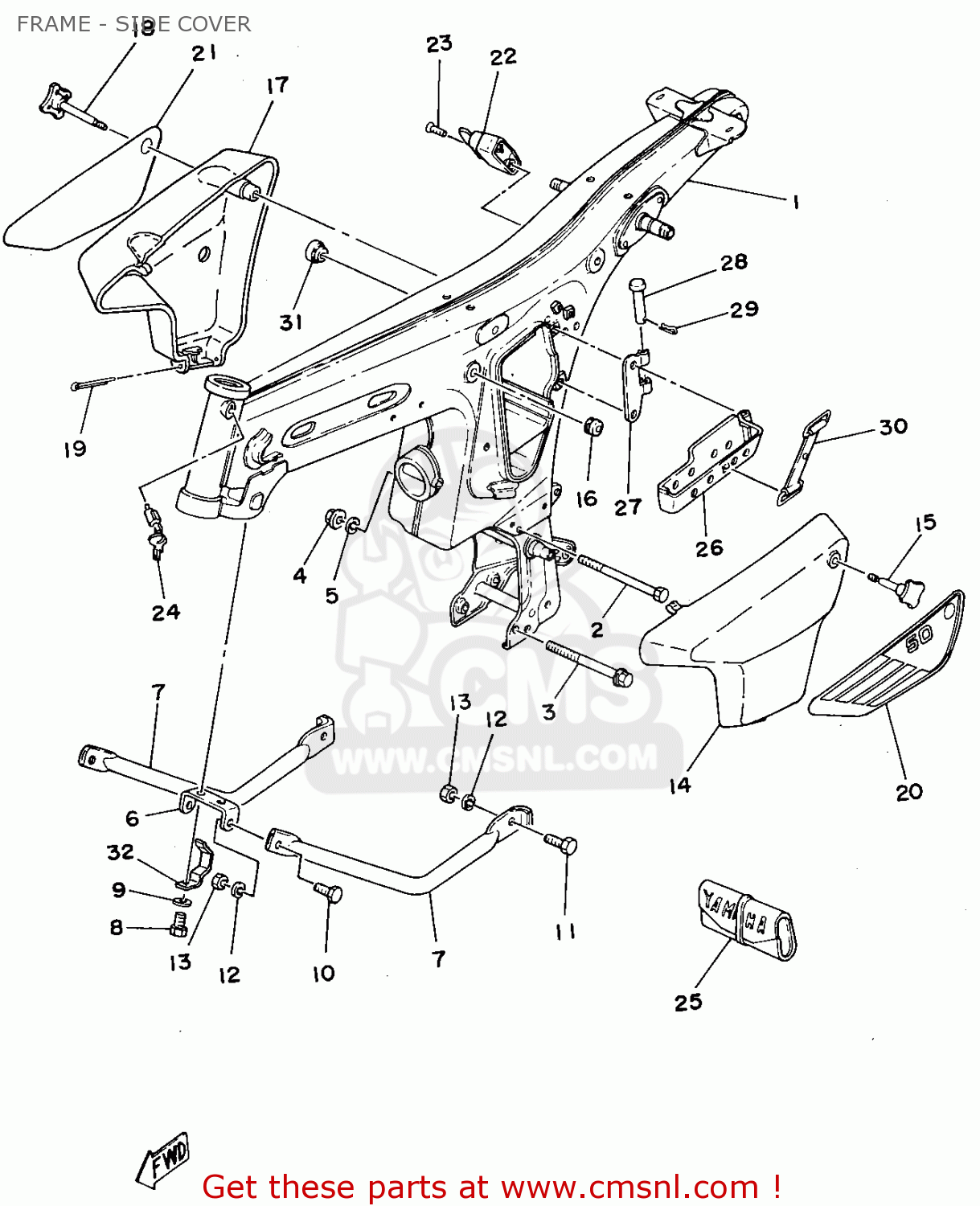 Yamaha FS1 1979 WEST GERMANY TYPE 3F2 FRAME - SIDE COVER - buy original ...