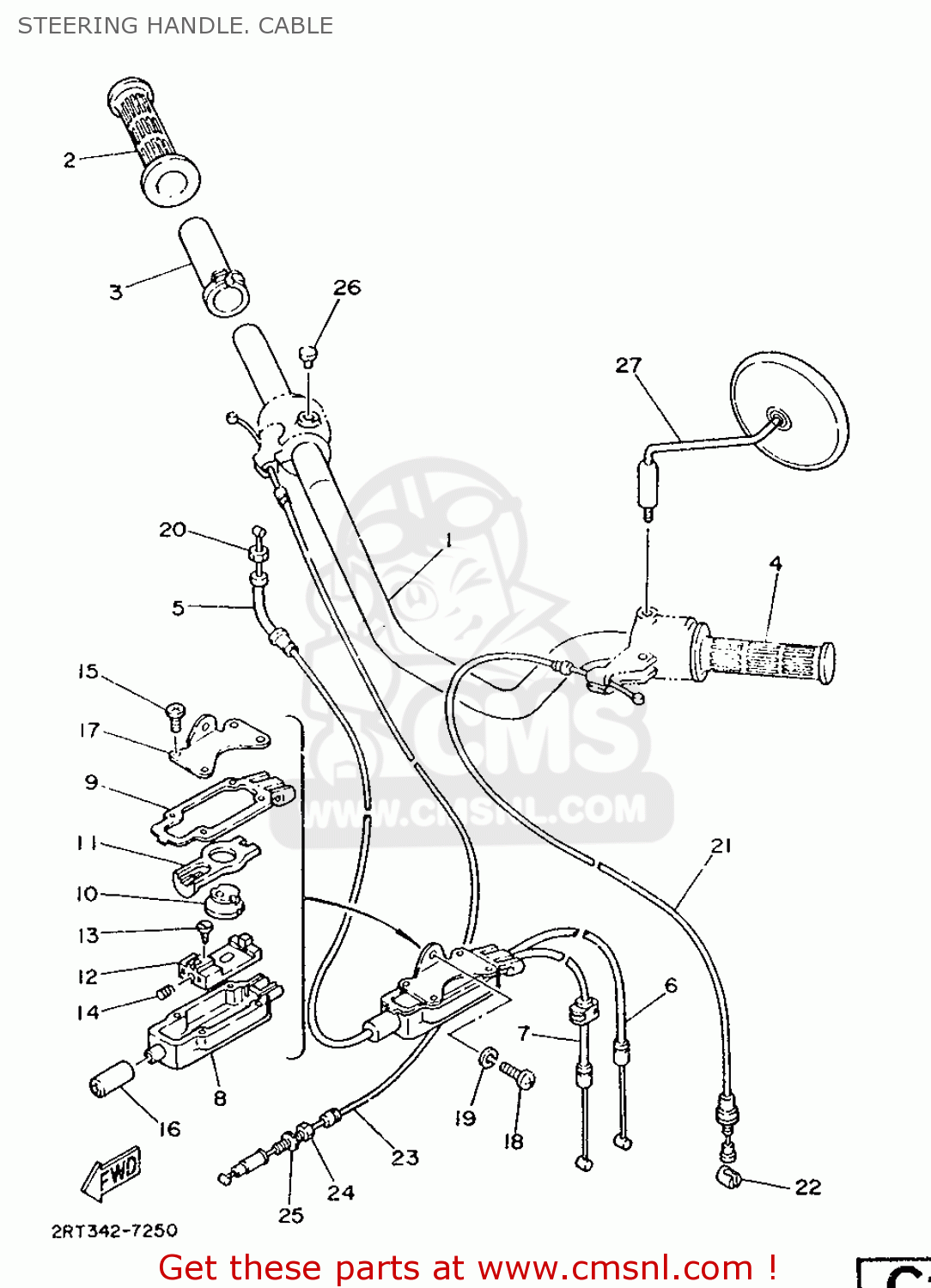 Yamaha FS1 1987 2RT BELGIUM 272RT-342E1 STEERING HANDLE. CABLE - buy ...