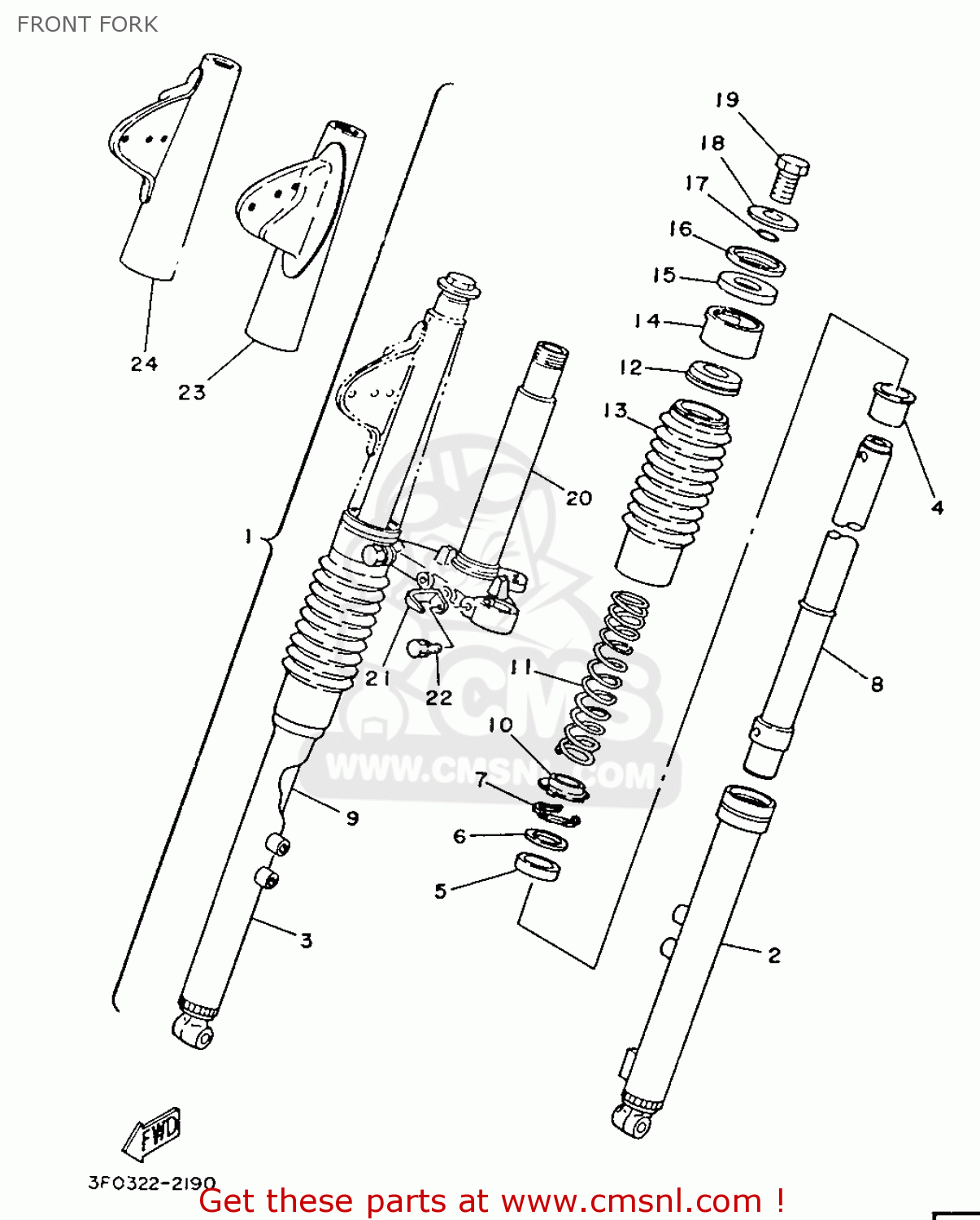 Yamaha FS1 1987 2RV ENGLAND 272RV-310E1 FRONT FORK - buy original FRONT ...