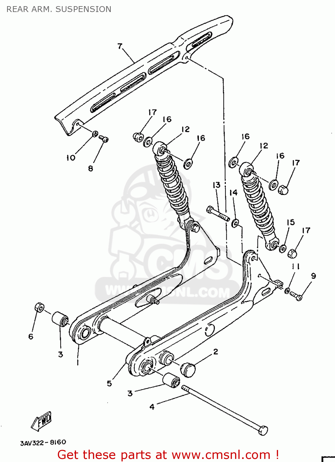 Yamaha FS1 1988 3AV SWEDEN 283AV-322E1 REAR ARM. SUSPENSION - buy ...