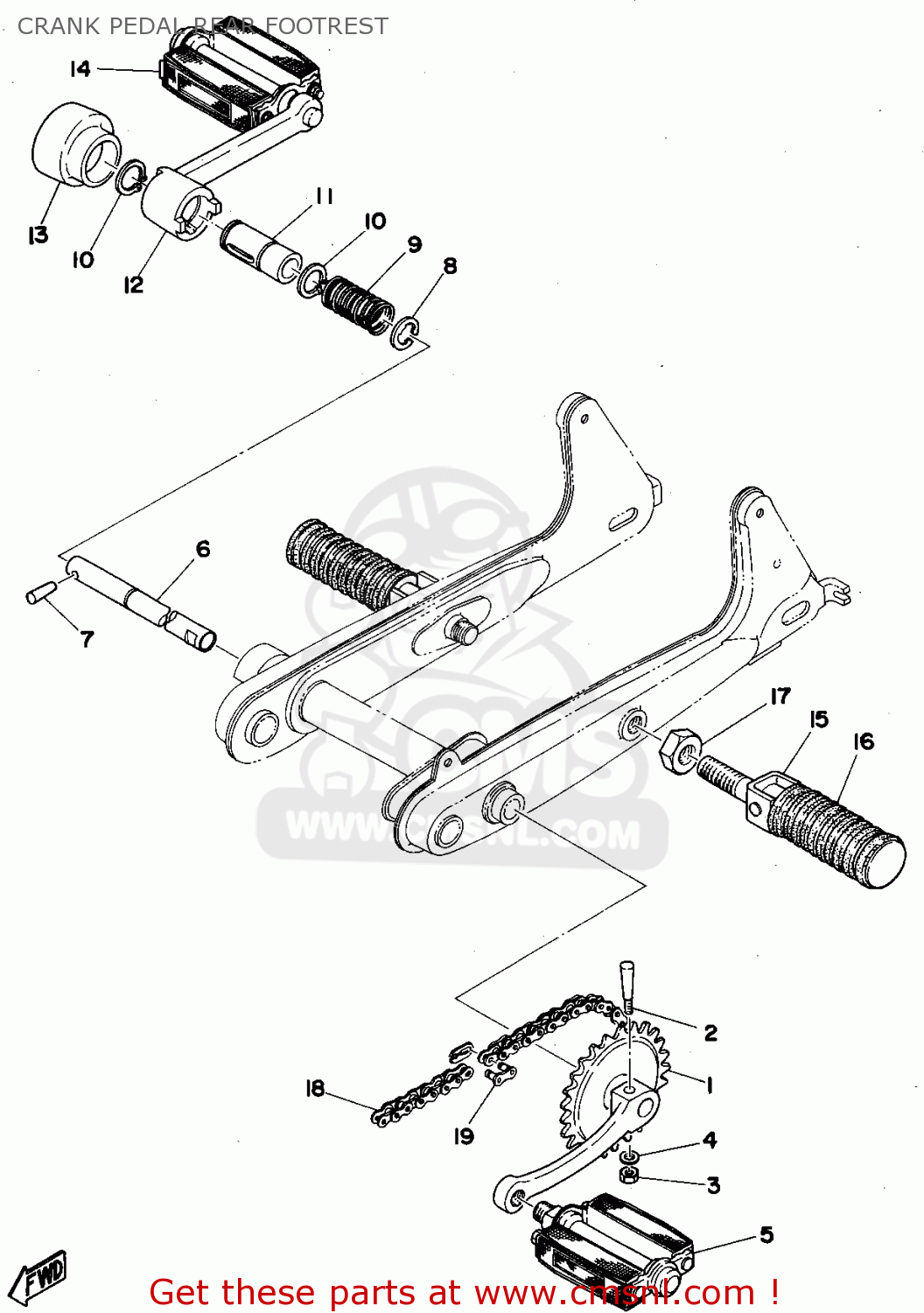 Yamaha FS1E 1975 ENGLAND TYPE 394 CRANK PEDAL REAR FOOTREST - buy ...
