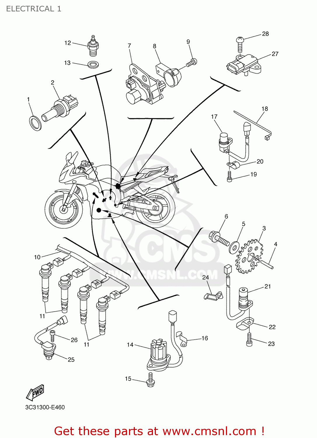 Yamaha FZ1S 2008 3C3H ENGLAND 1G3C3300E1 ELECTRICAL 1 buy original