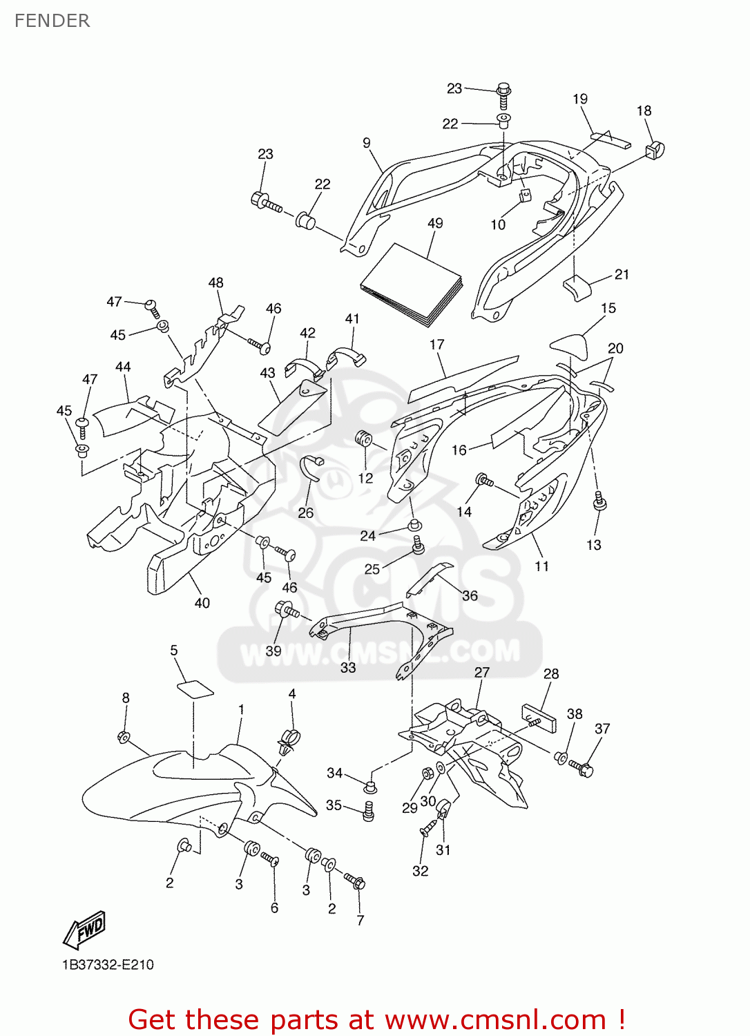 Yamaha FZ6N 2006 1B37 EUROPE 1E1B3332G1 FENDER buy original FENDER spares online