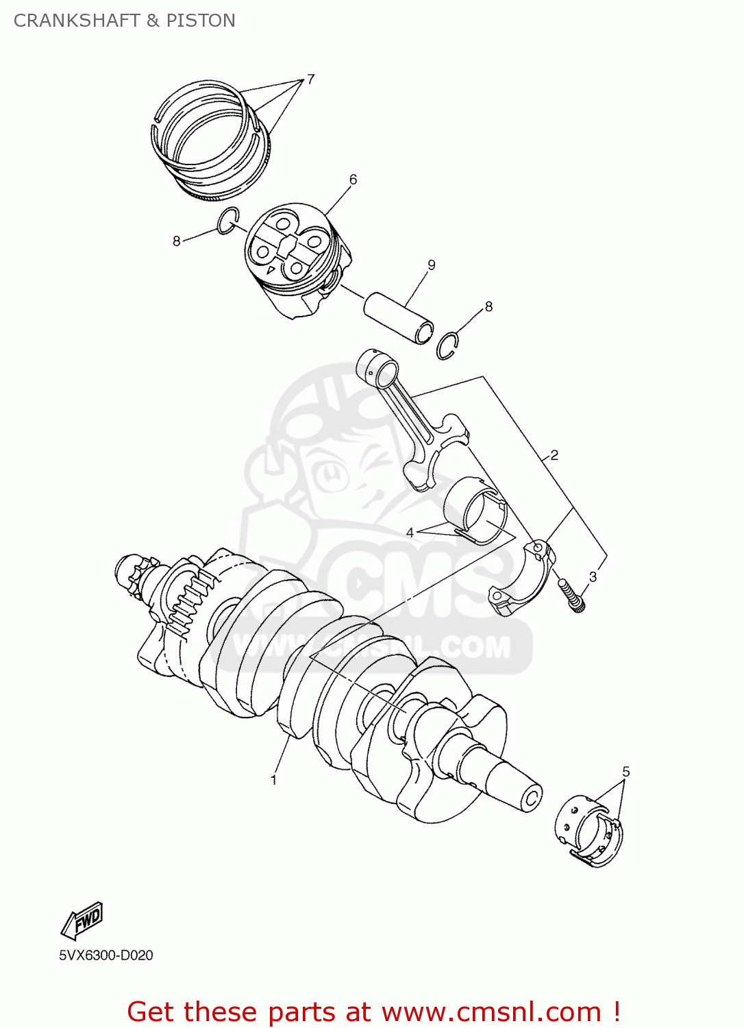 Yamaha FZ6NAHG 2008 5S42 EUROPE 1G5S4300E1 CRANKSHAFT & PISTON buy original CRANKSHAFT