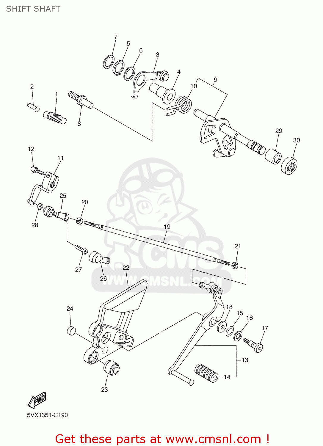 Yamaha FZ6S 2004 5VX1 ENGLAND 1C5VX300E1 SHIFT SHAFT buy original SHIFT SHAFT spares online