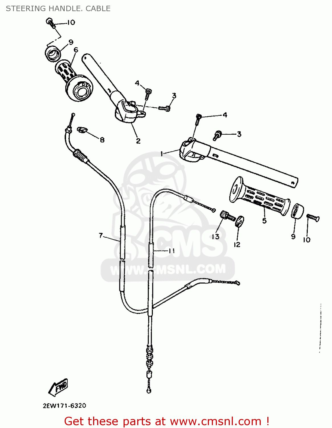 Yamaha FZ600 1986 2HW EUROPE 262HW-300E1 STEERING HANDLE. CABLE - buy ...