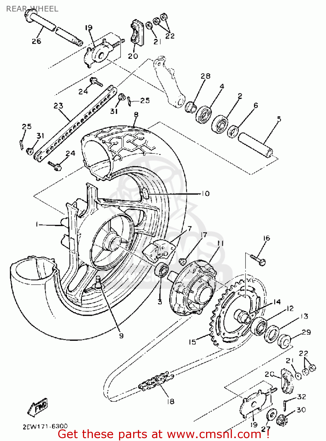 Yamaha Fz600 Fazer 1988 J Usa Rear Wheel Buy Original Rear Wheel Spares Online 0534