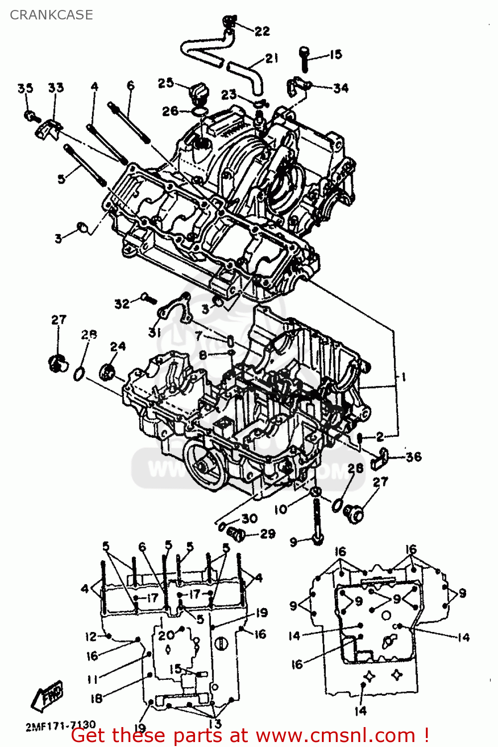 Yamaha FZ750 1988 3DY1 EUROPE 283DX-300E1 CRANKCASE - buy original ...