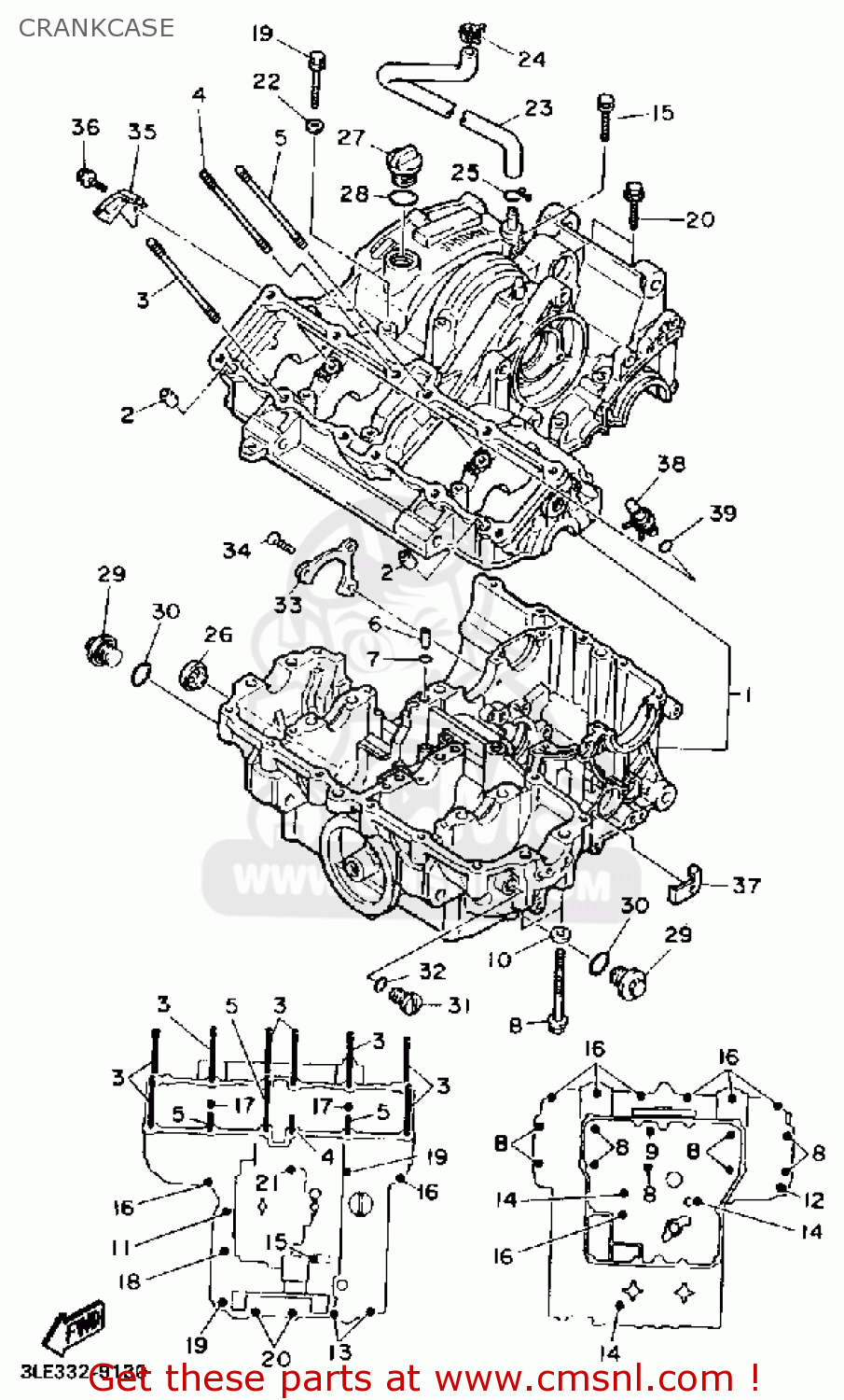 Yamaha FZR1000 1990 (L) USA CRANKCASE - buy original CRANKCASE spares ...