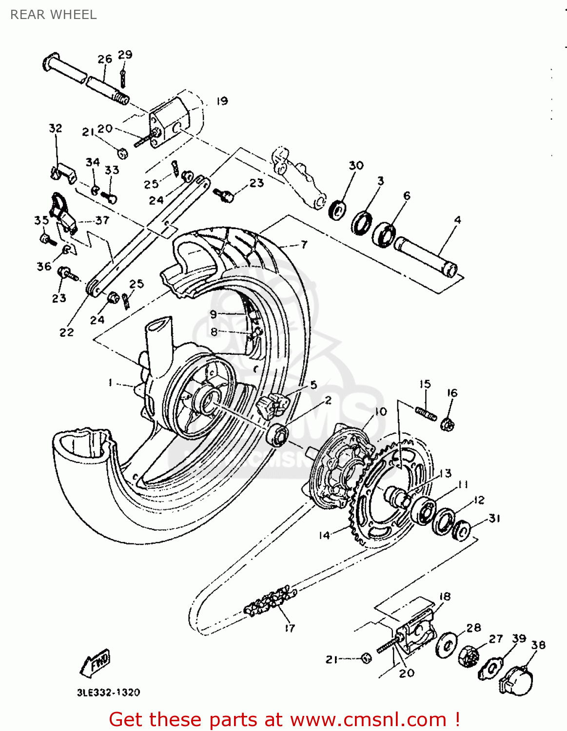 Yamaha FZR1000 1991 3LE3 GERMANY 213LE-332G3 REAR WHEEL - buy original ...