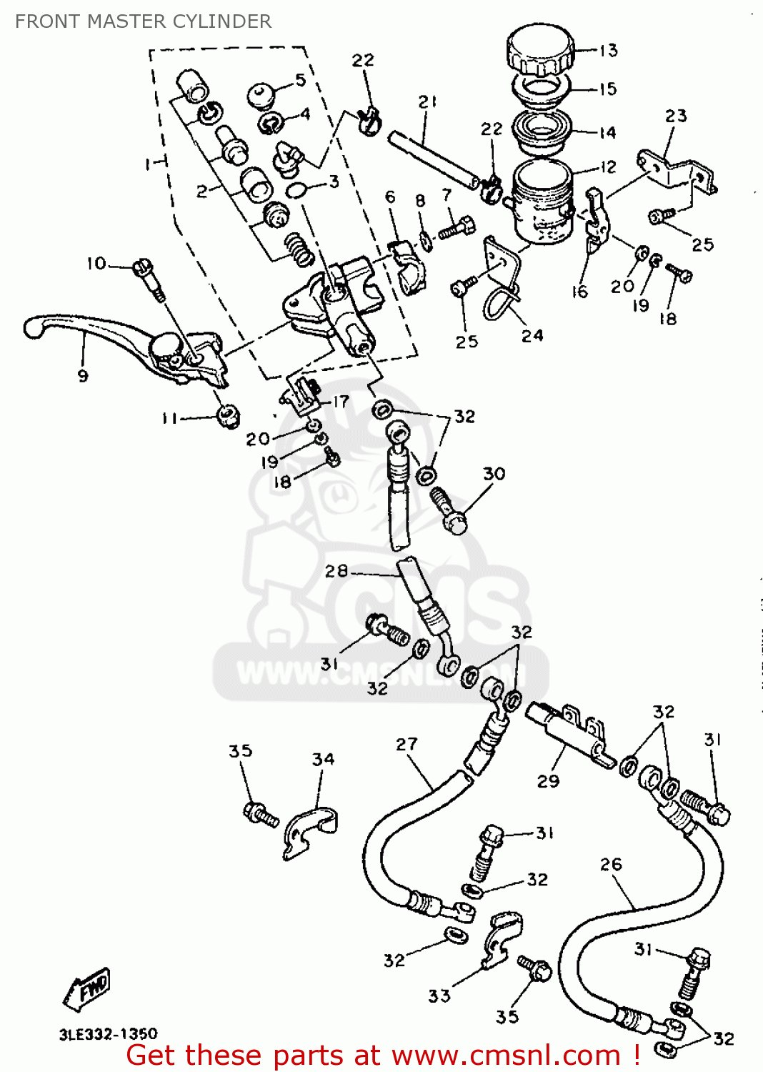 Yamaha FZR1000 1993 3GMB EUROPE 233GM-300E1 FRONT MASTER CYLINDER - buy ...