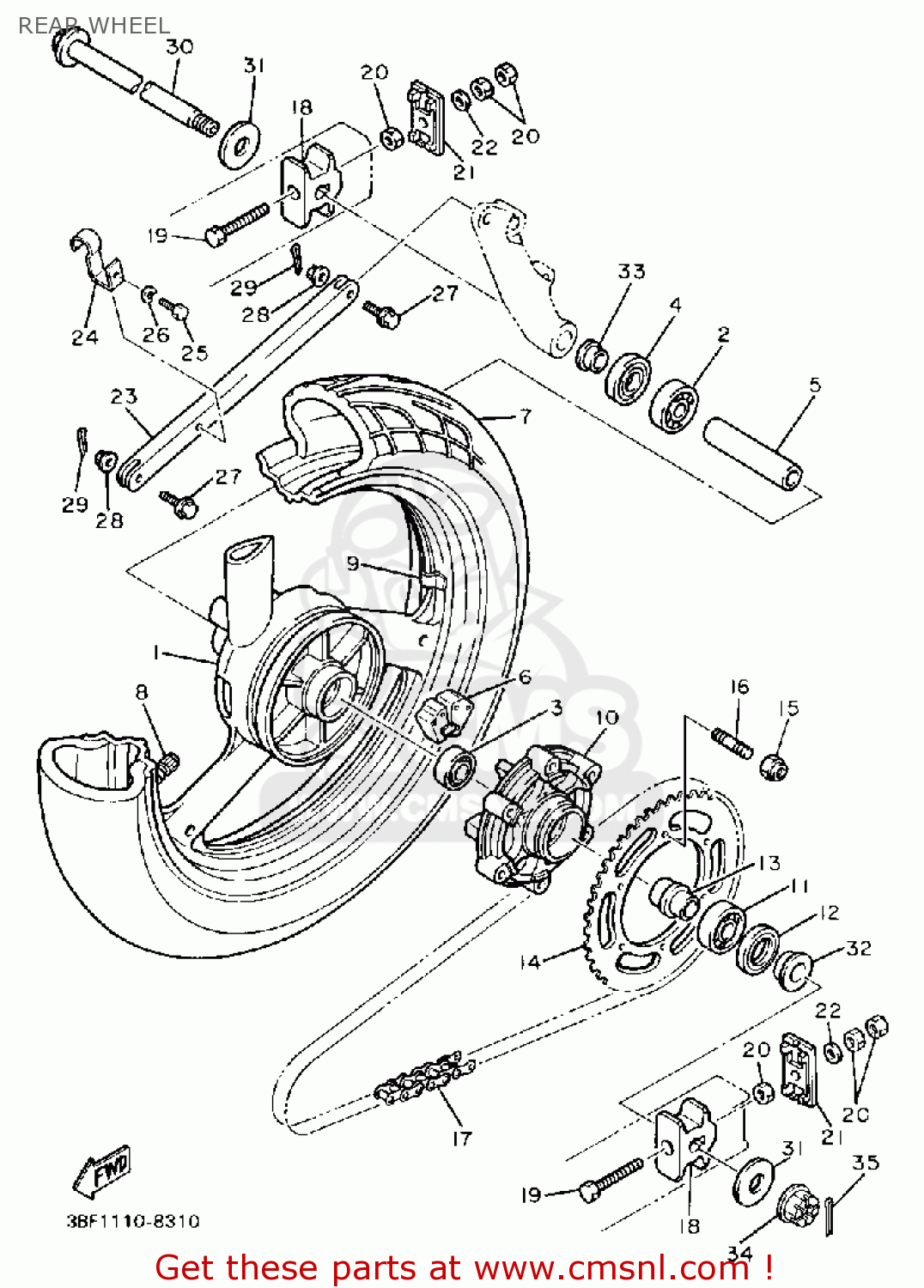 Yamaha FZR400 GENESIS 1989 (K) USA REAR WHEEL - buy original REAR WHEEL ...