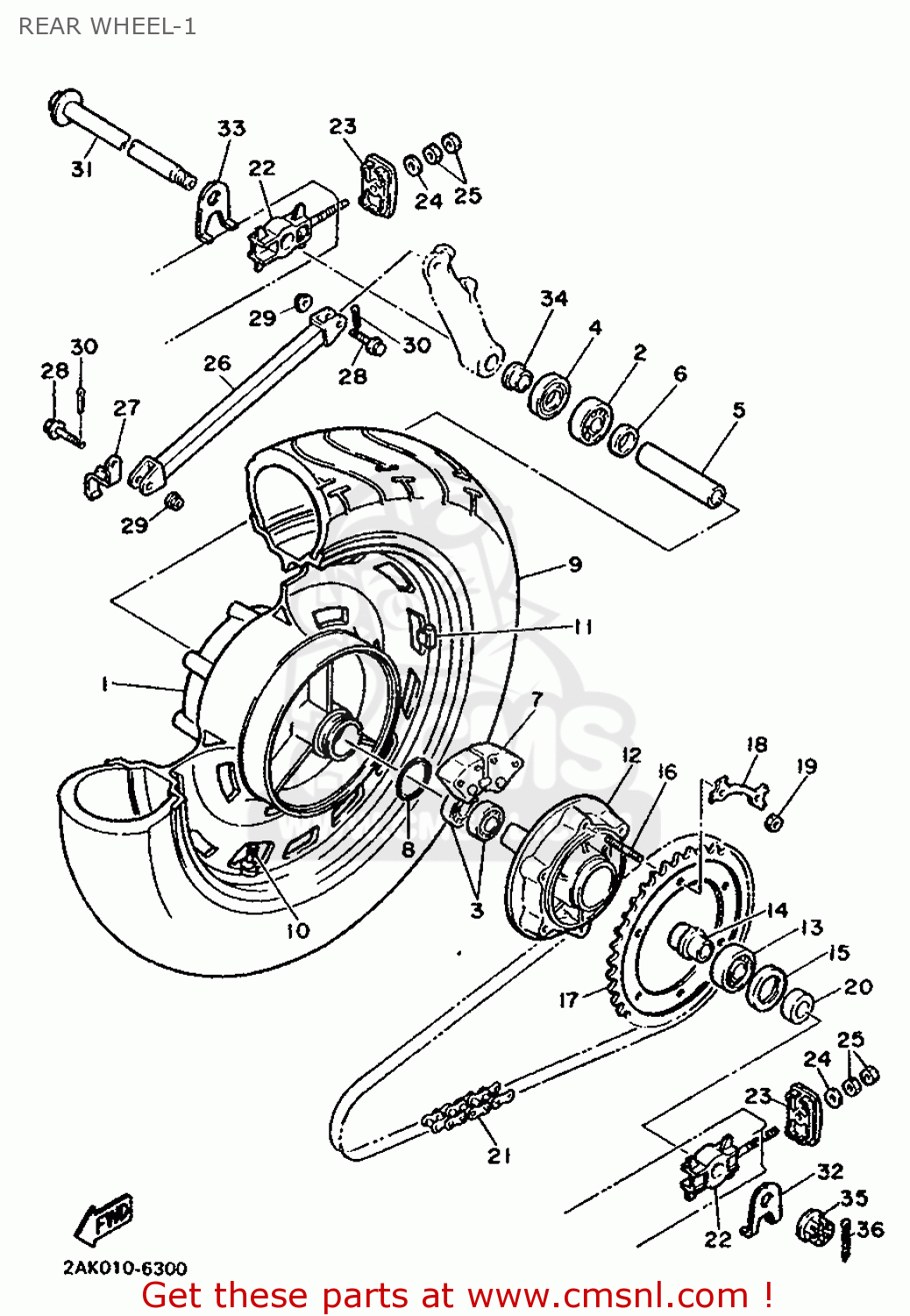 Yamaha FZX750 1987 2JE FRANCE 272JE-351F1 REAR WHEEL-1 - buy original ...