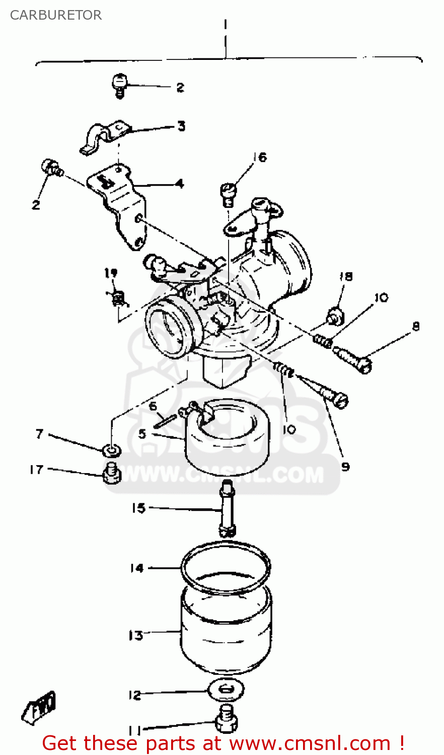 Yamaha G1a G1a1 Golf Car 19791980 Carburetor schematic partsfiche