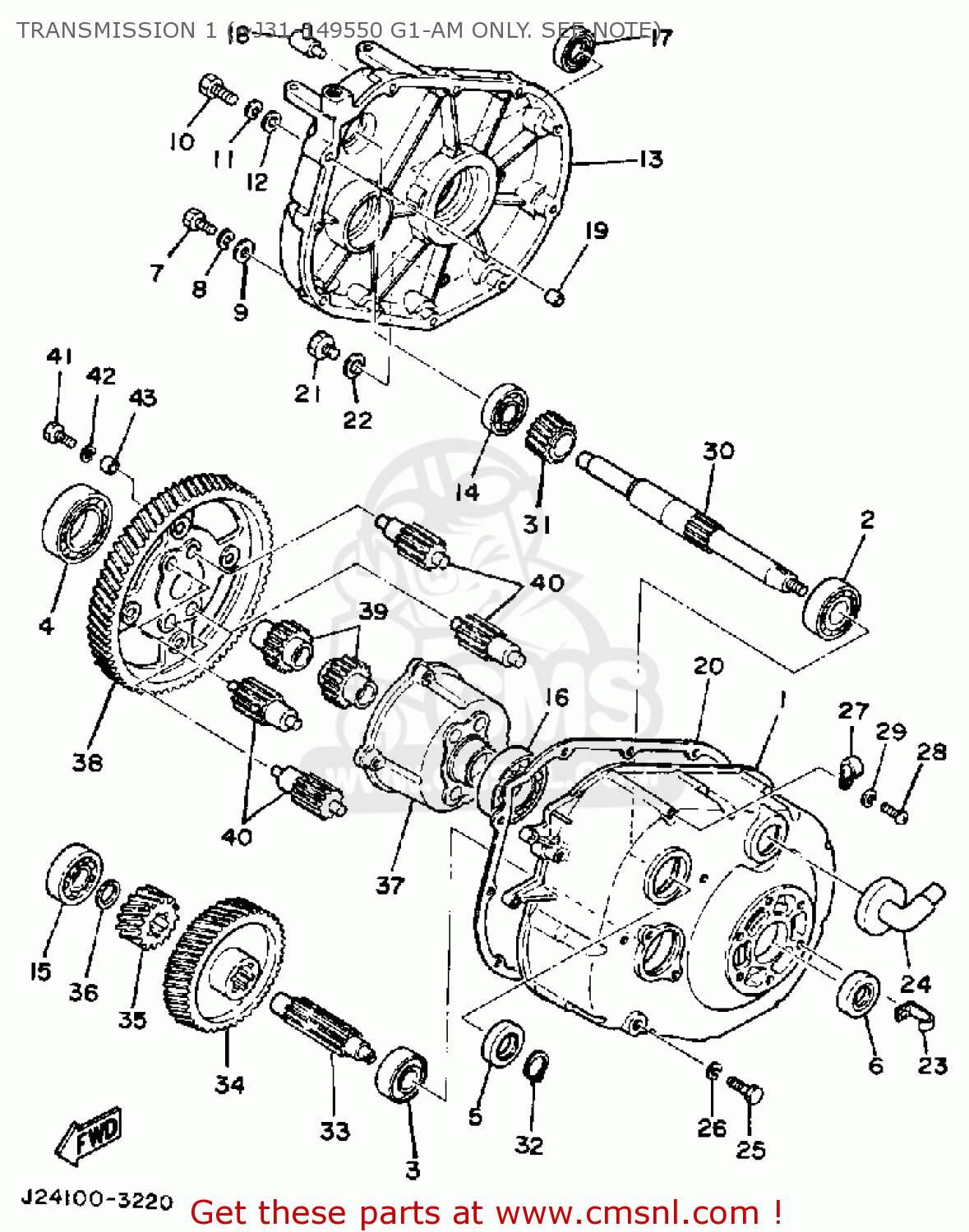 Yamaha G1-AM GOLF CAR 1985-1986 TRANSMISSION 1 (~J31-149550 G1-AM ONLY ...